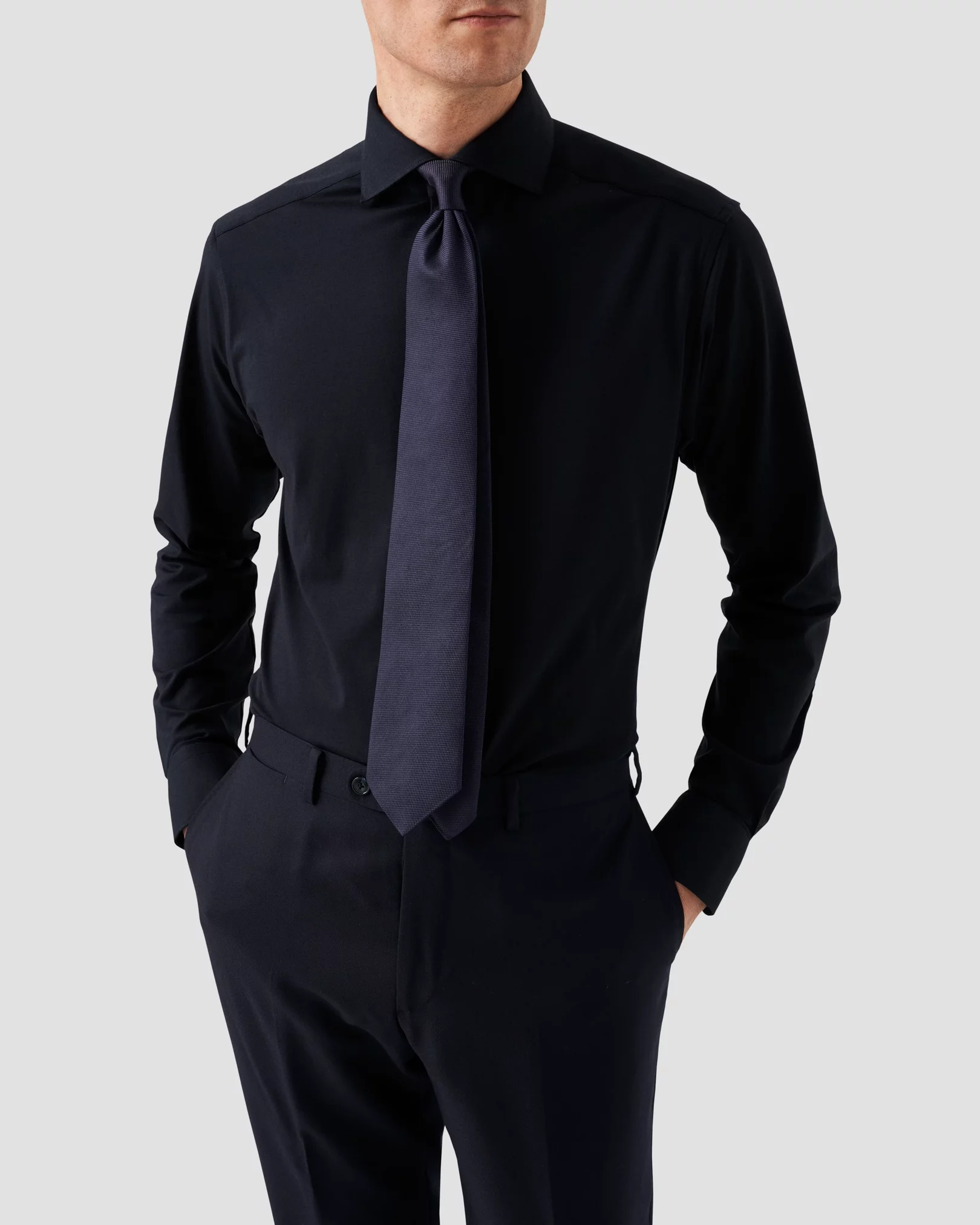 Eton - navy supima cotton strech shirt