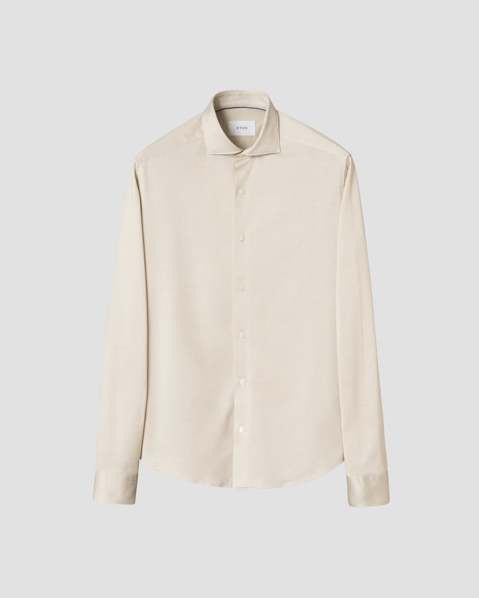 Eton - beige filo di scozia knit shirt wide spread 266