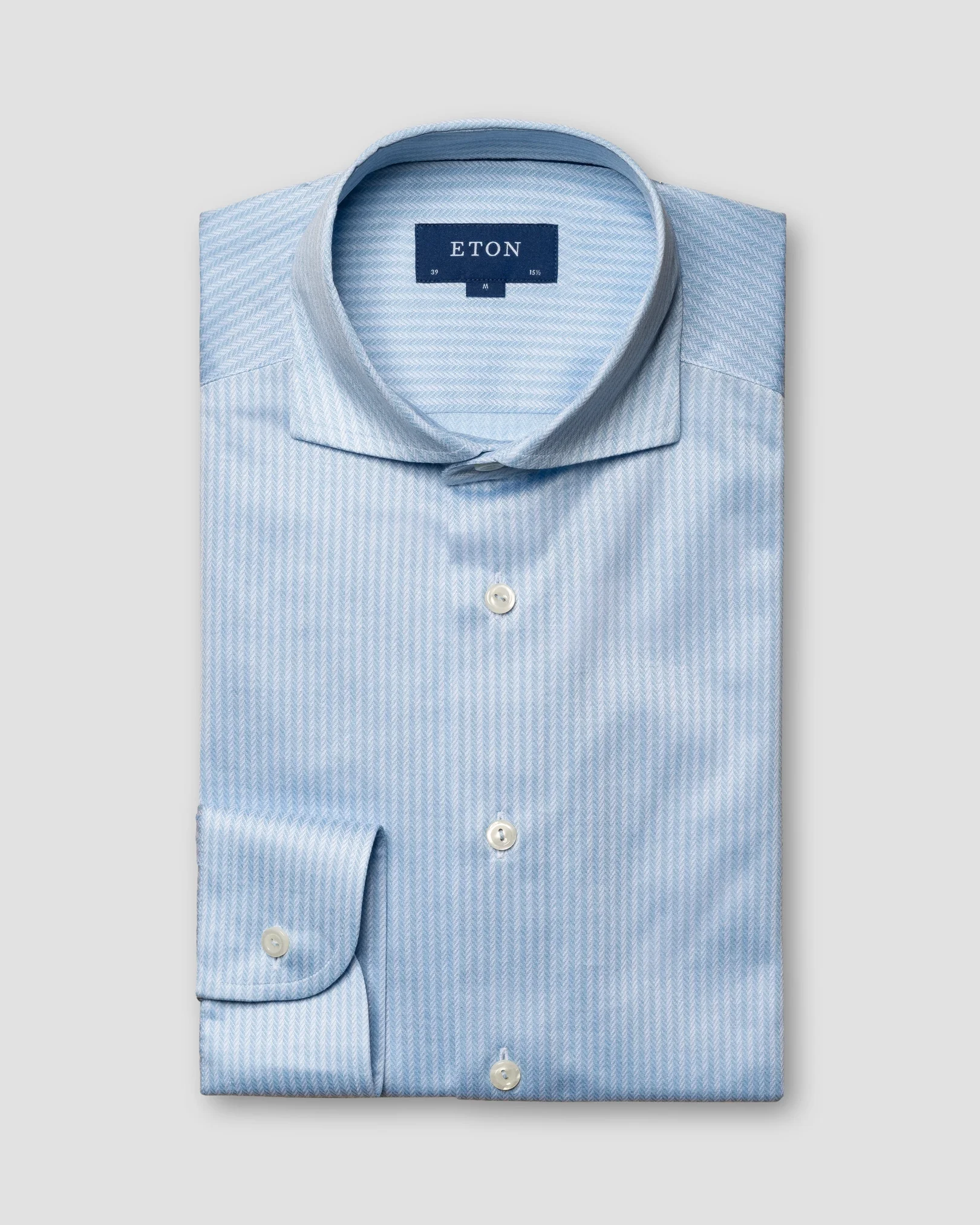 Eton - Chemise bleu clair à chevrons en maille King