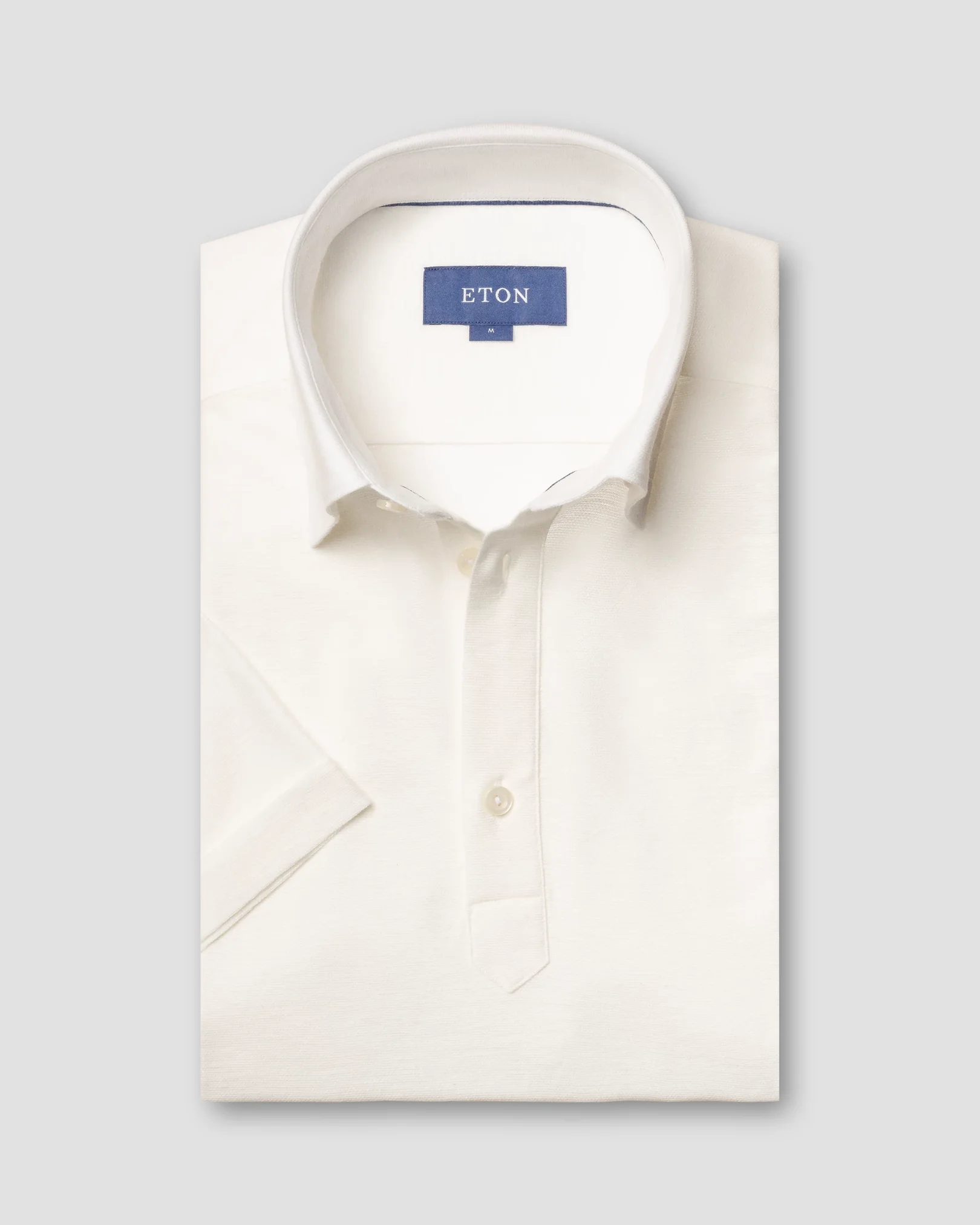 Eton - white cotton linen polo shirt short sleeved