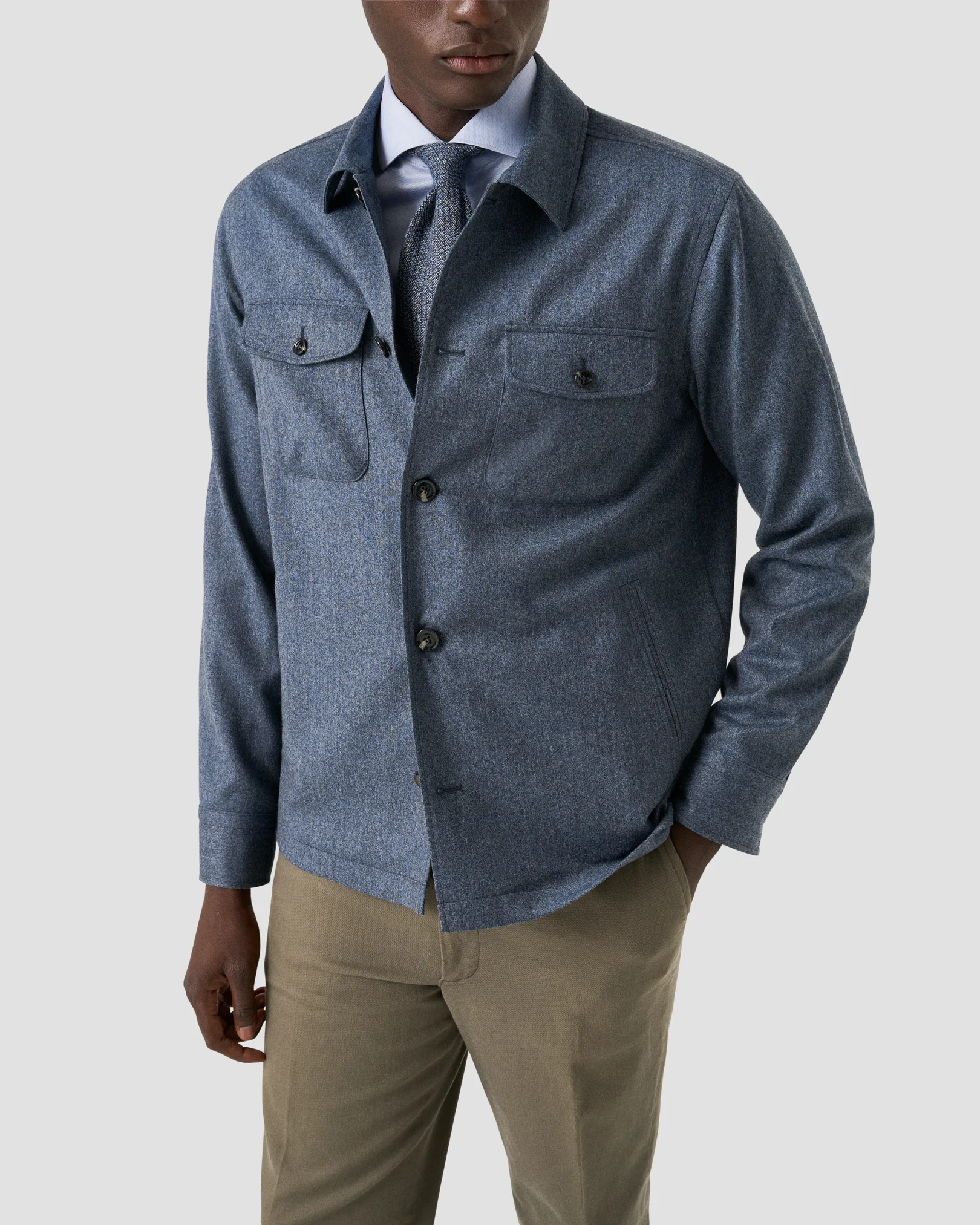 Eton - light blue filo di scozia knit shirt