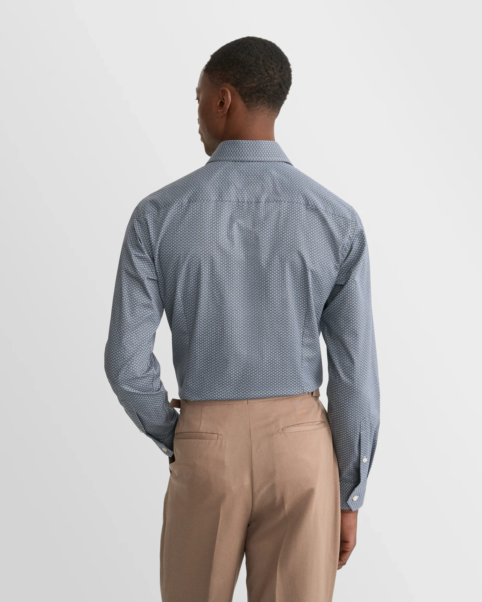 Eton - dark blue geometric print signature twill shirt