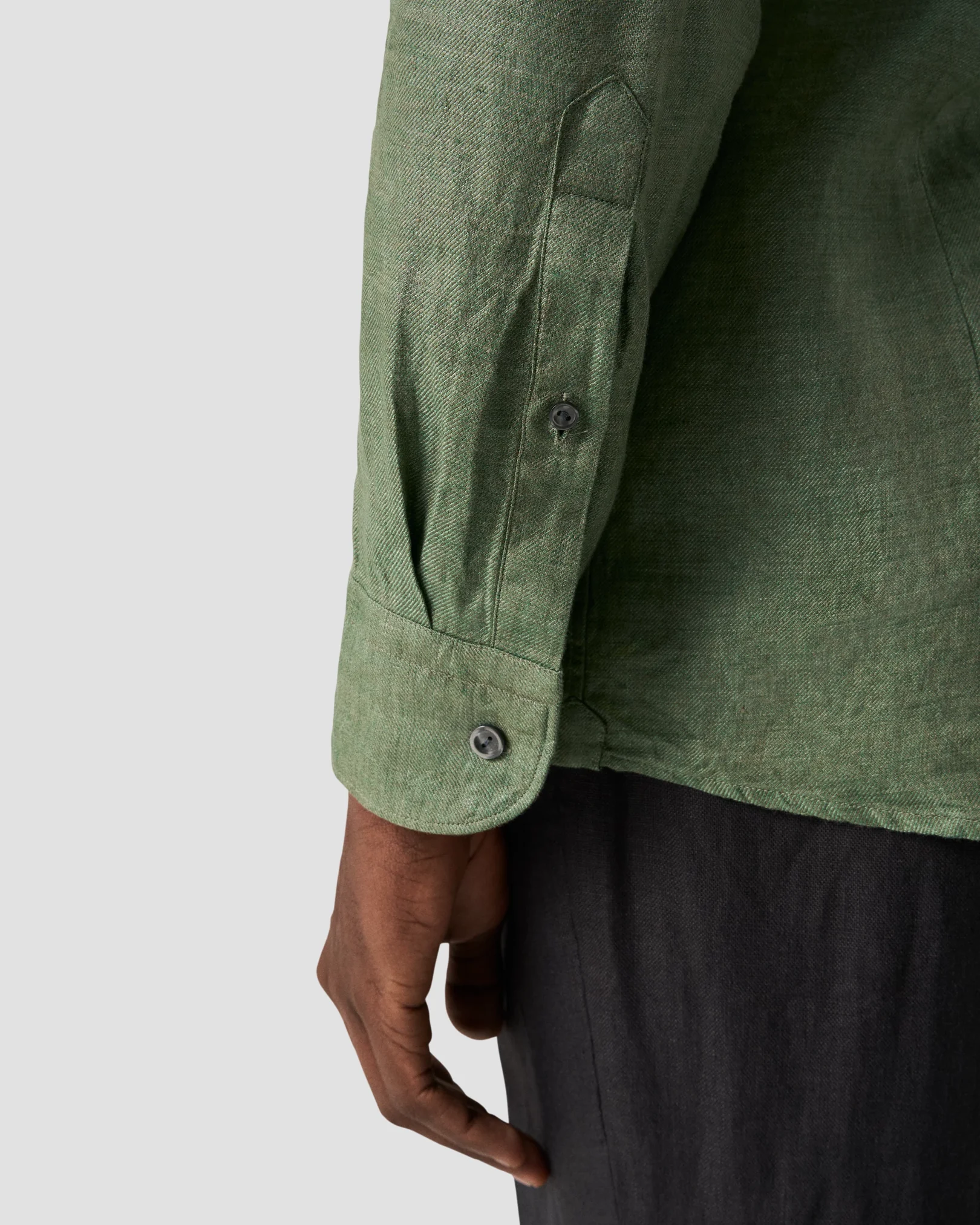 Eton - Dark Green Linen Twill Shirt