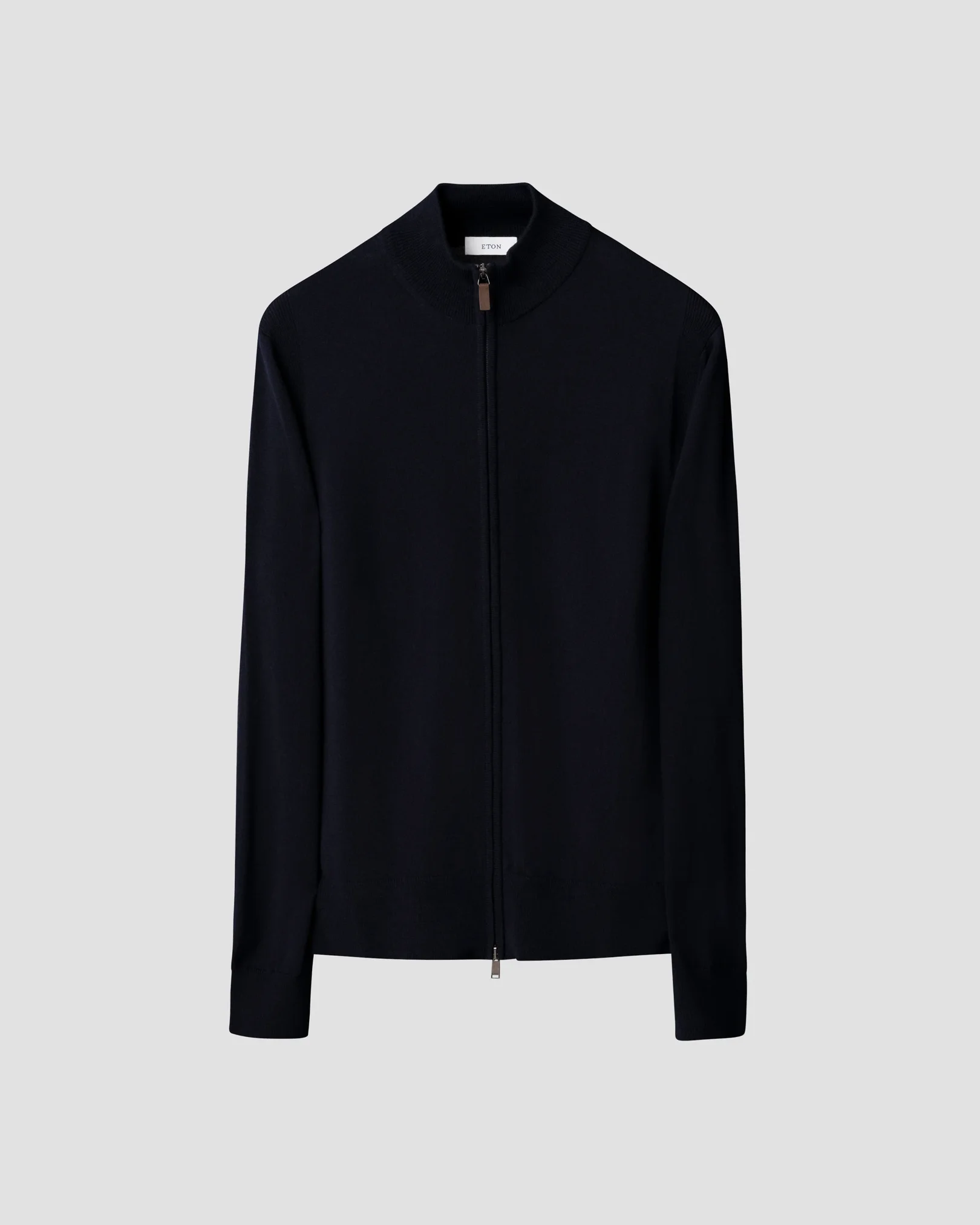 Eton - navy blue merino full zip knit cardigan