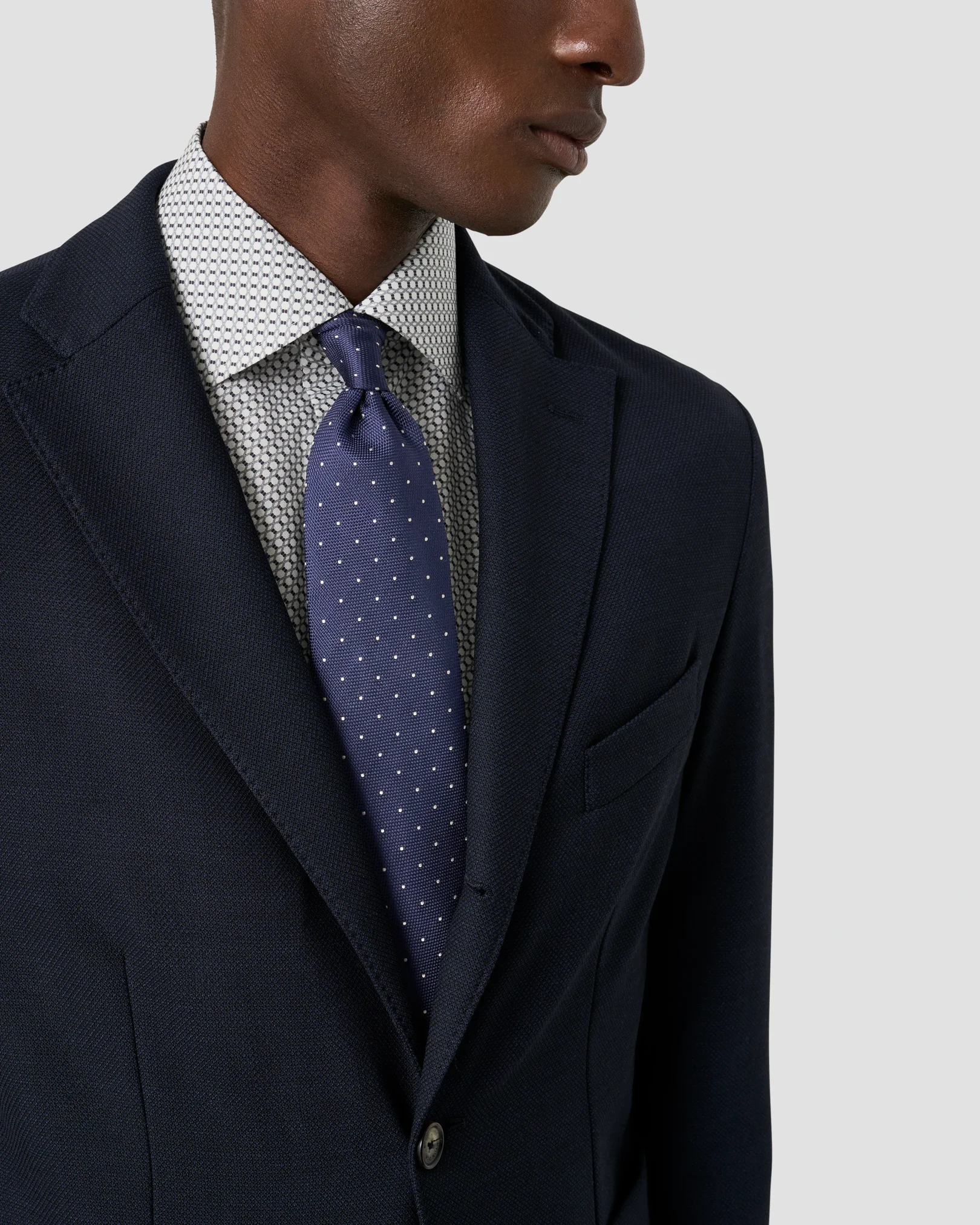 Eton - dark blue geometric twill shirt