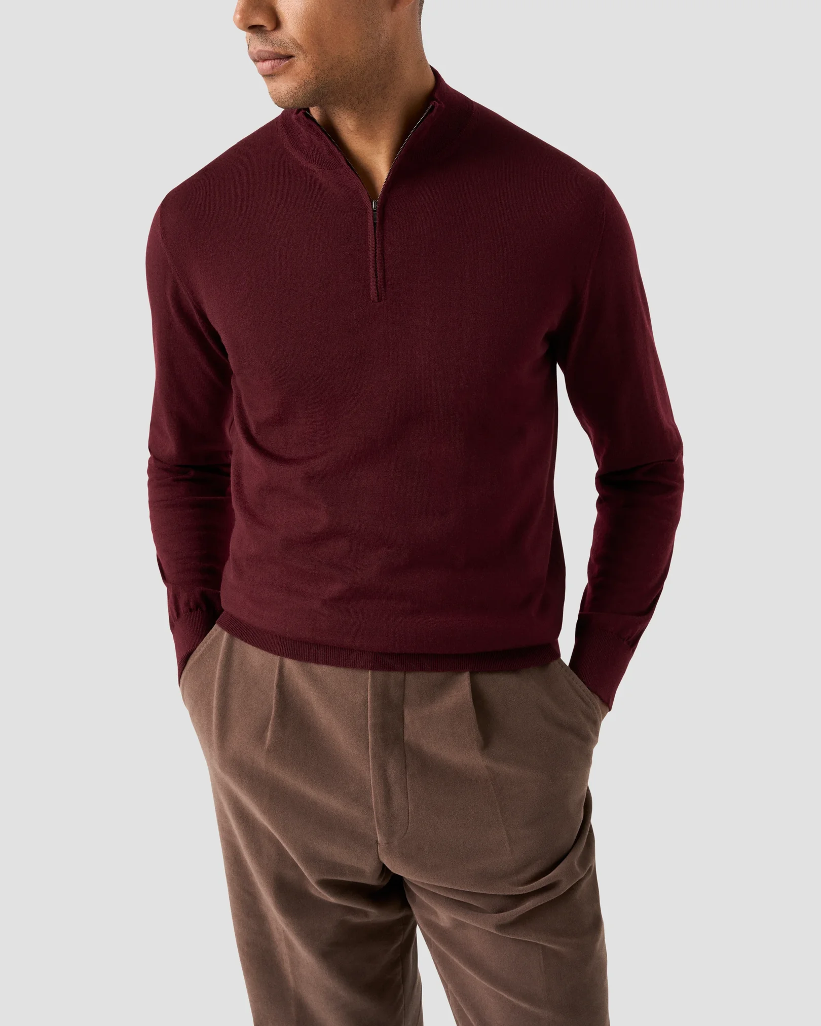 Eton - dark red knitted merino