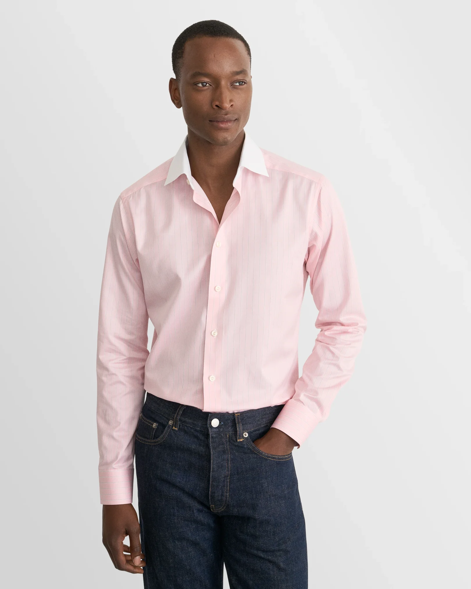 Eton - pink striped signature twill shirt cut away 266
