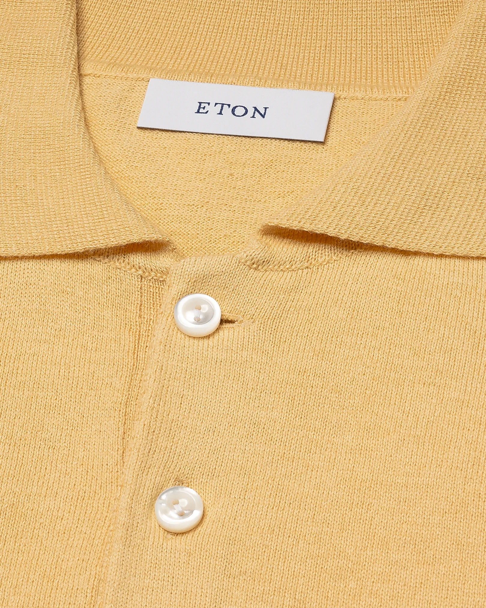 Eton - yellow cotton cashmere fine knit polo shirt