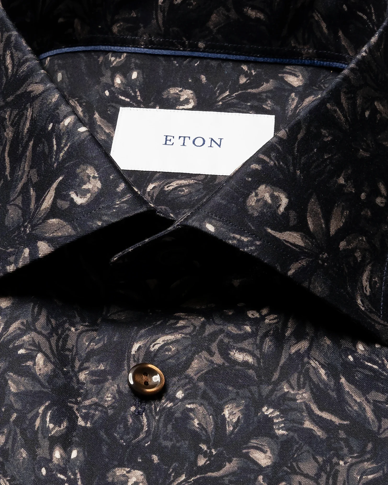 Eton - navy floral twill shirt