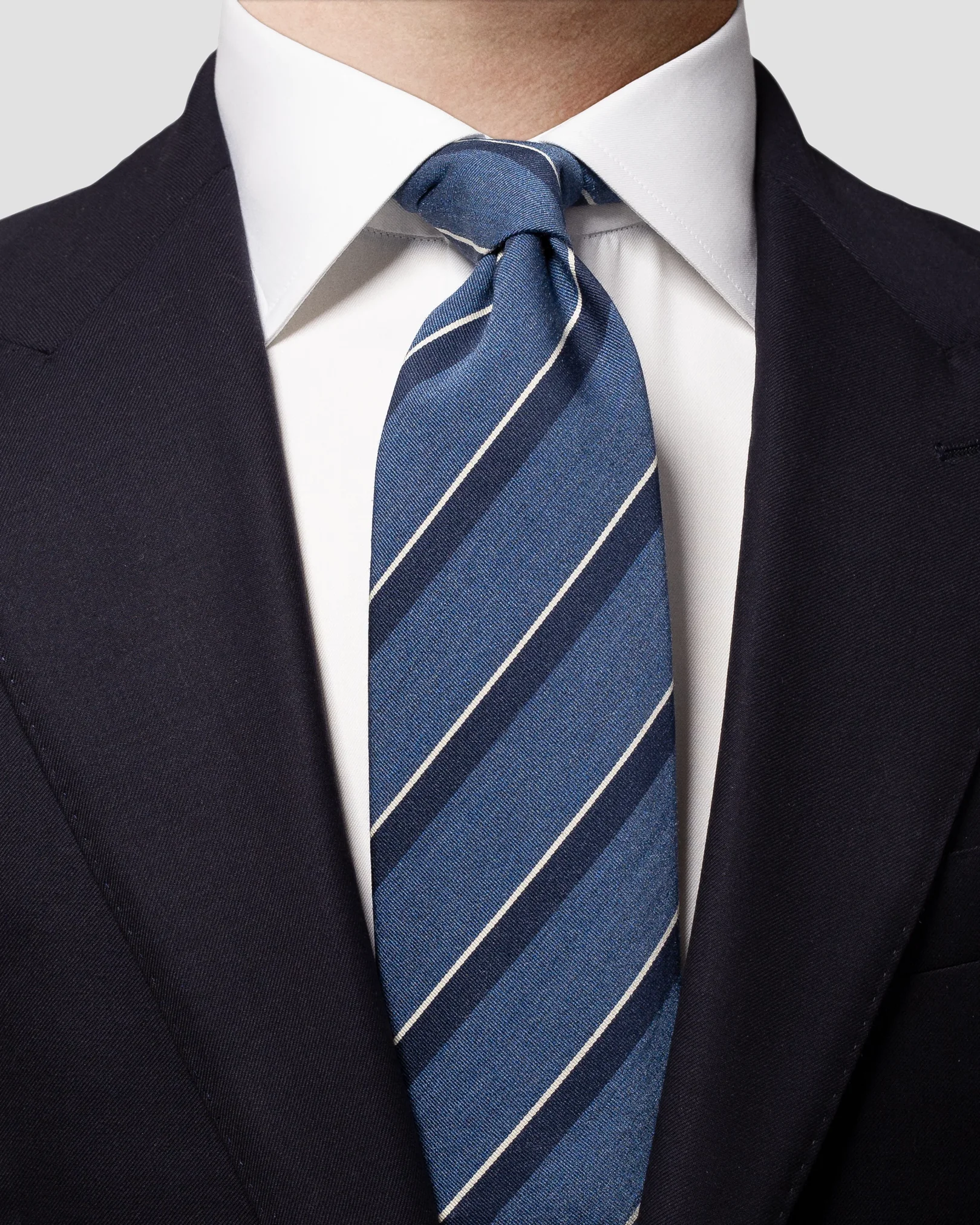 Eton - dark blue striped silk blend tie