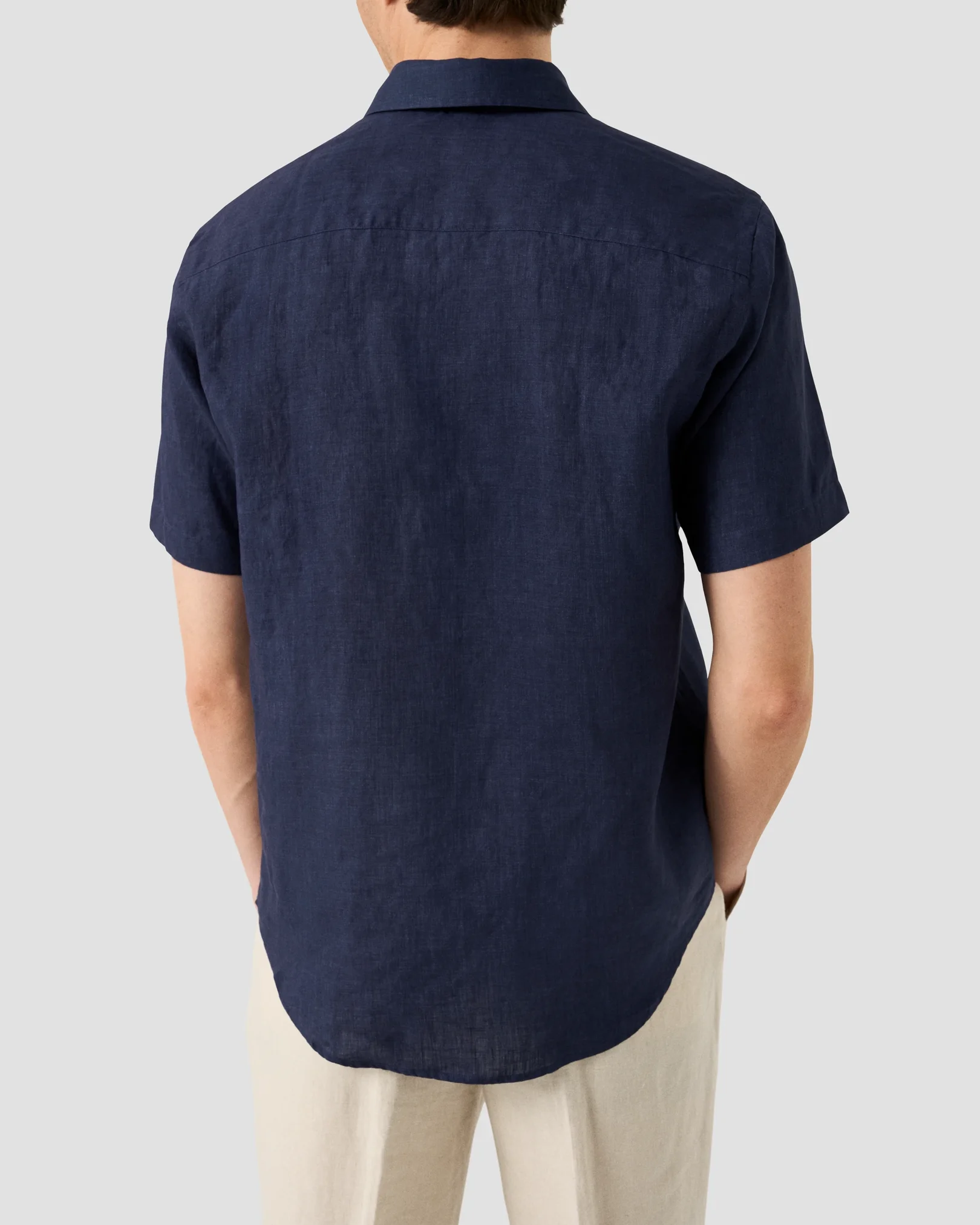 Eton - navy blue solid linnen pointed 261