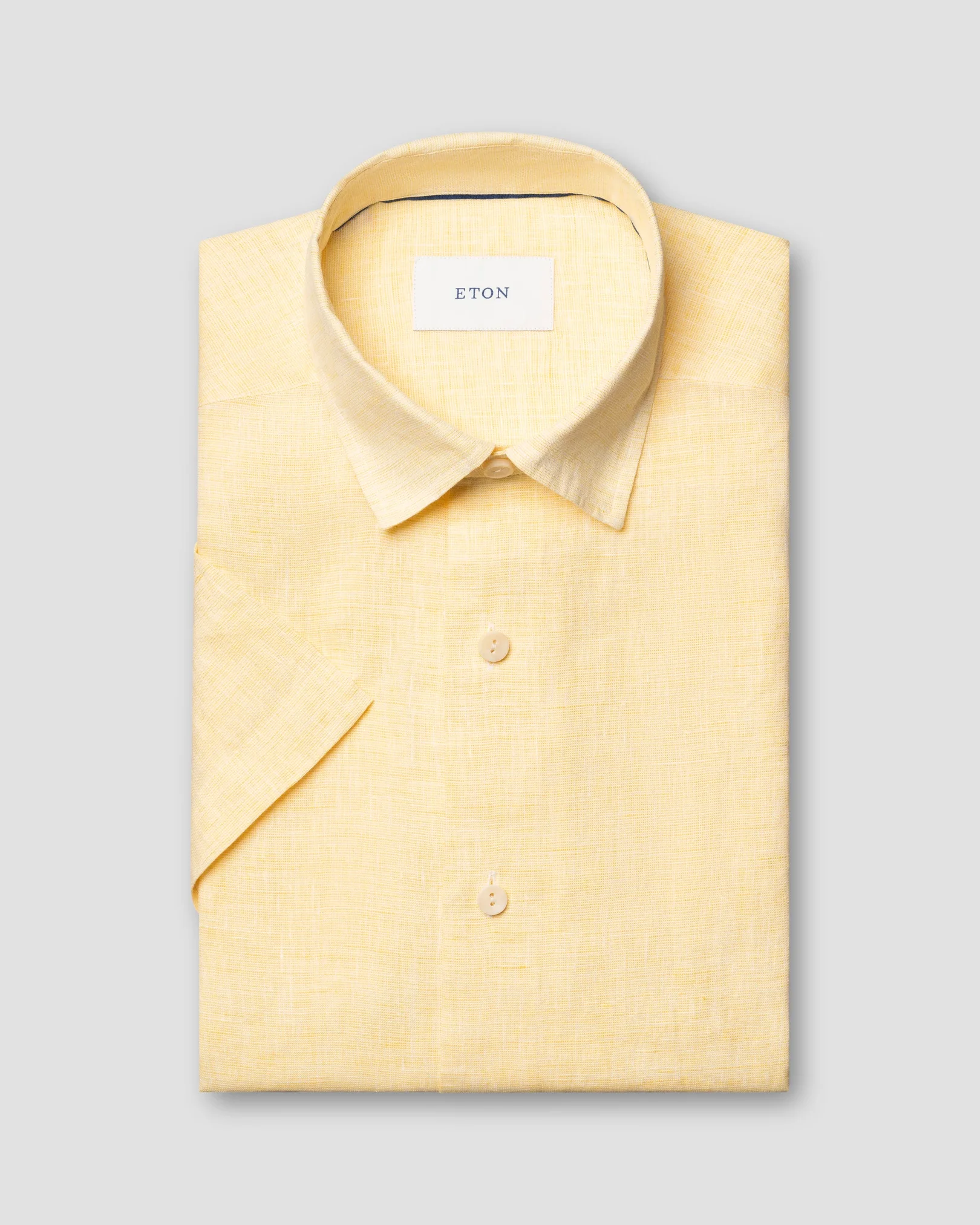 Eton - solid linen short sleeve shirt spread short sleeve plain casual fit