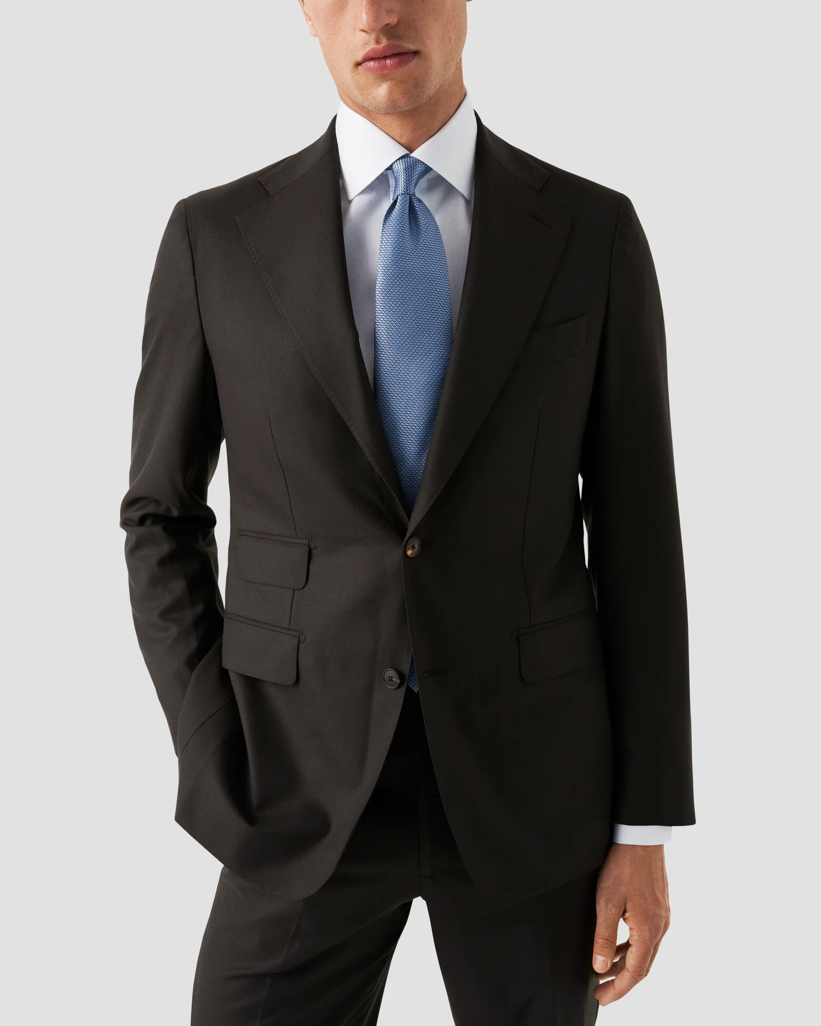 Eton - white navy details signature twill shirt