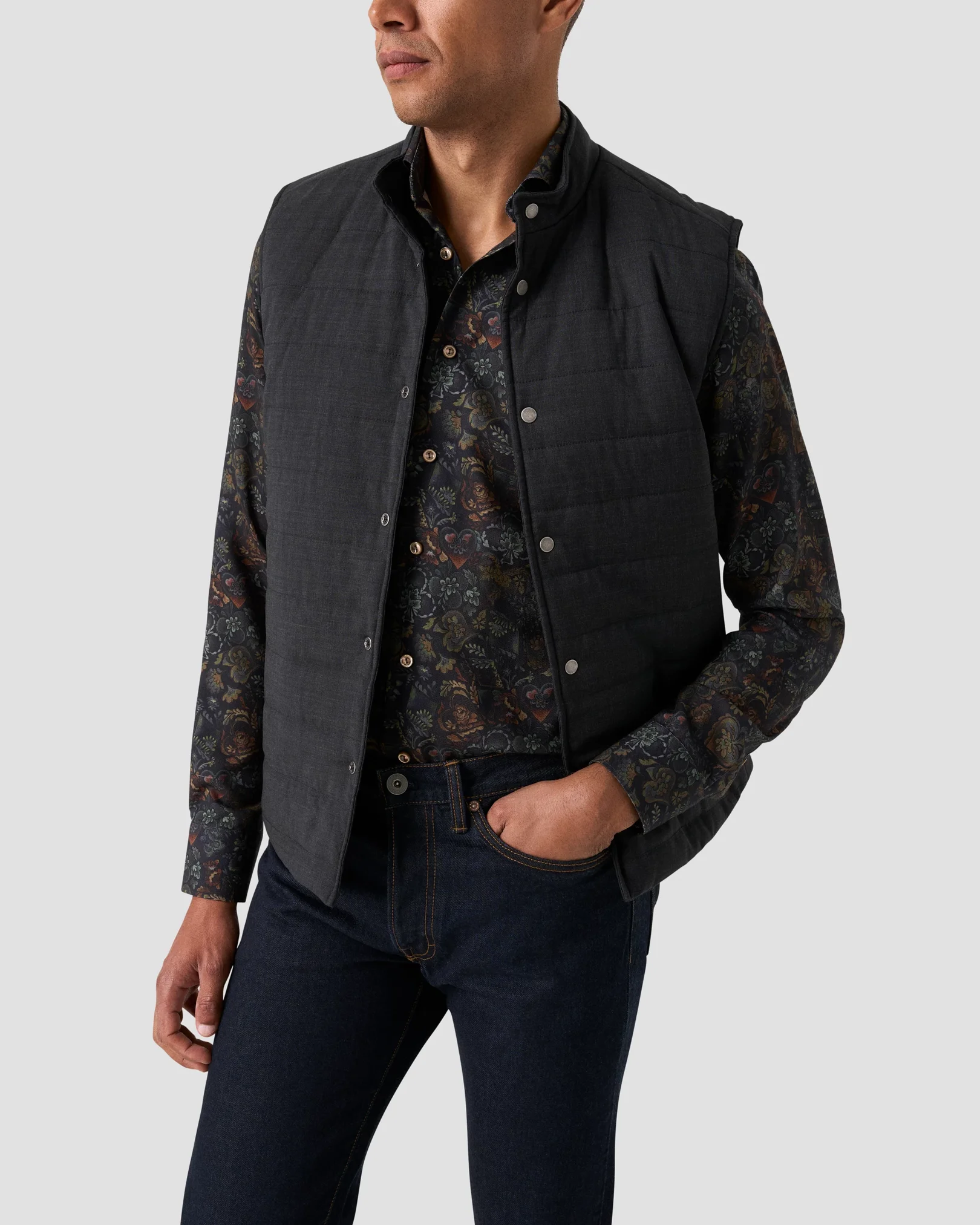 Eton - Chemise en Laine Mérinos à Motifs Floraux