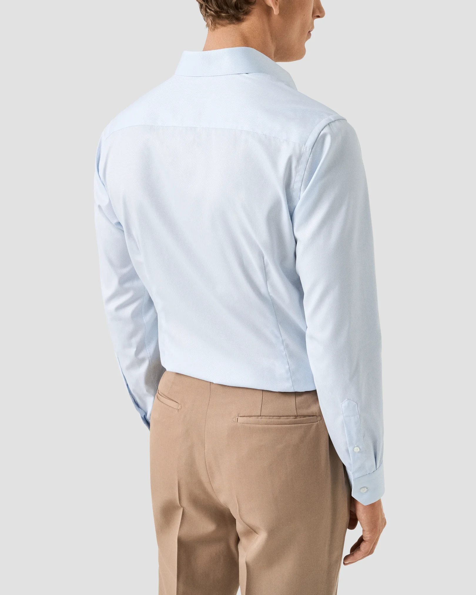 Eton - light blue semi solid supima 120 pique shirt