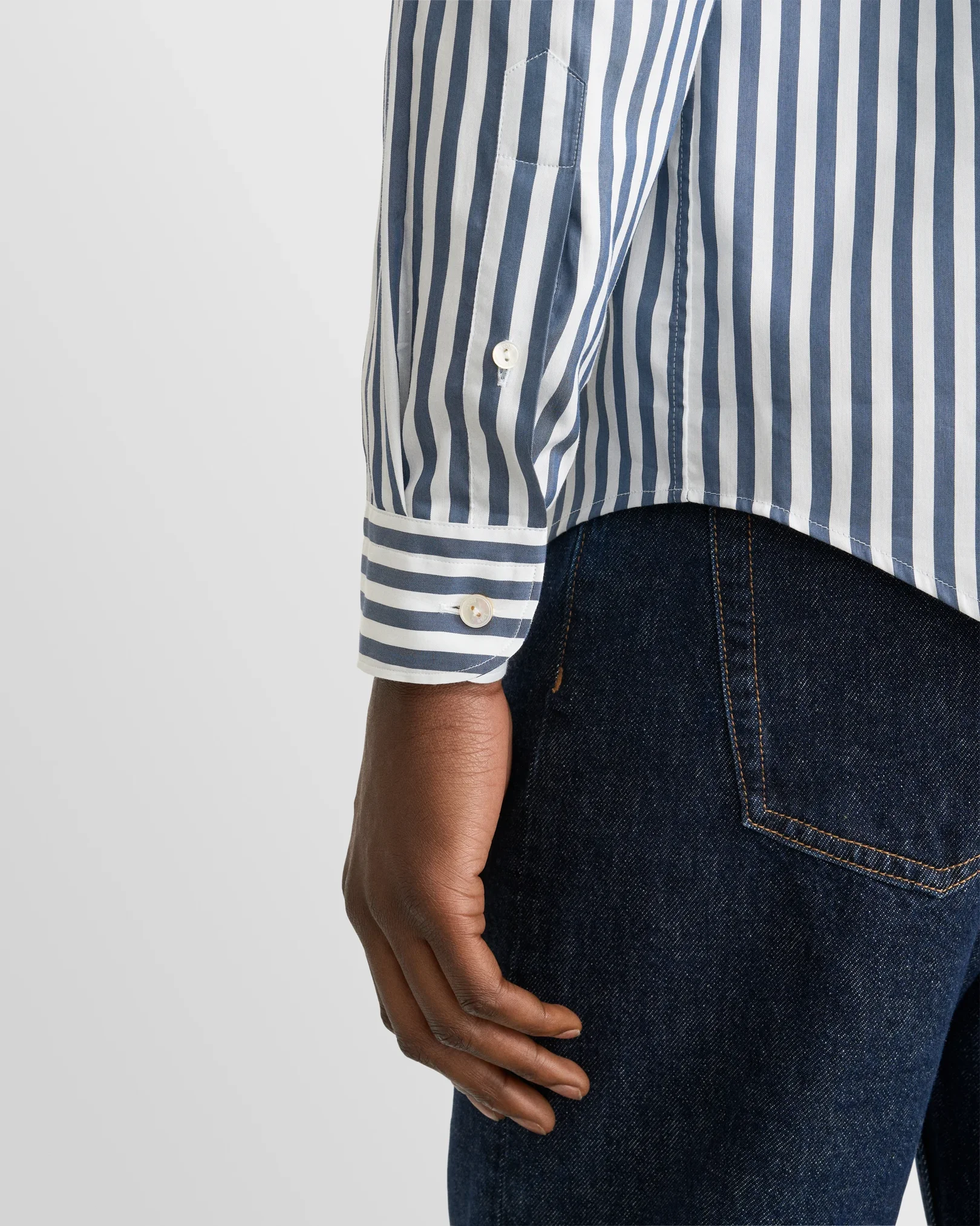 Eton - dark blue striped cotton silk shirt