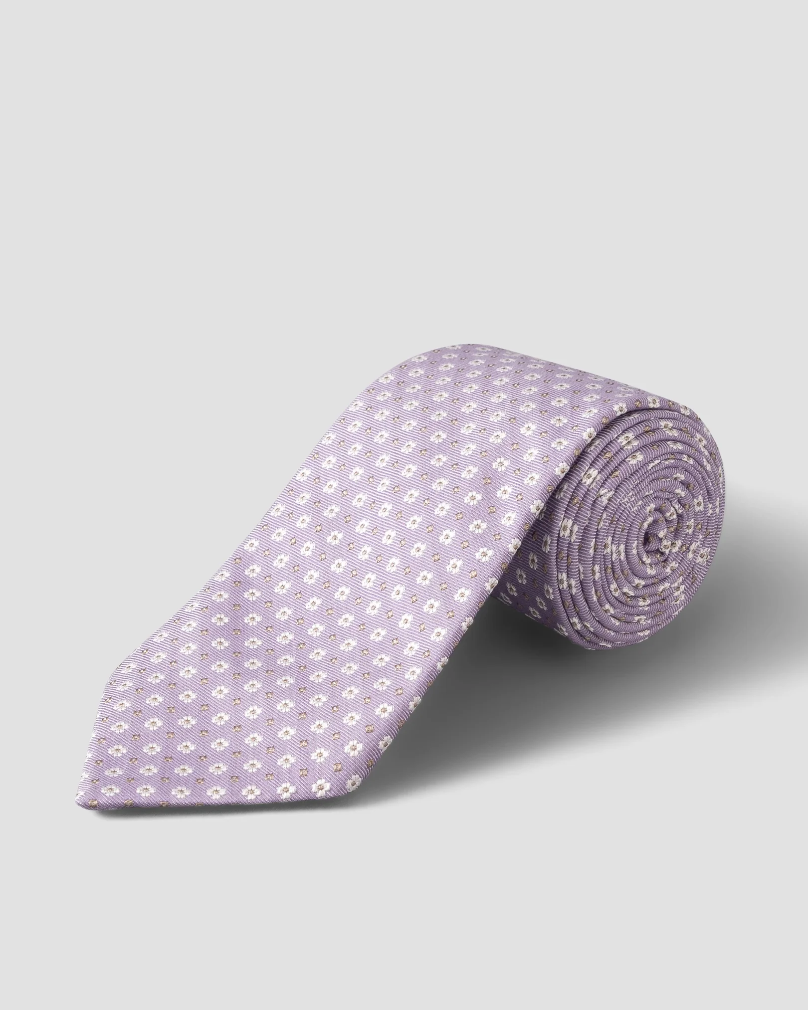 Cravate en coton et soie imprimé floral violet clair