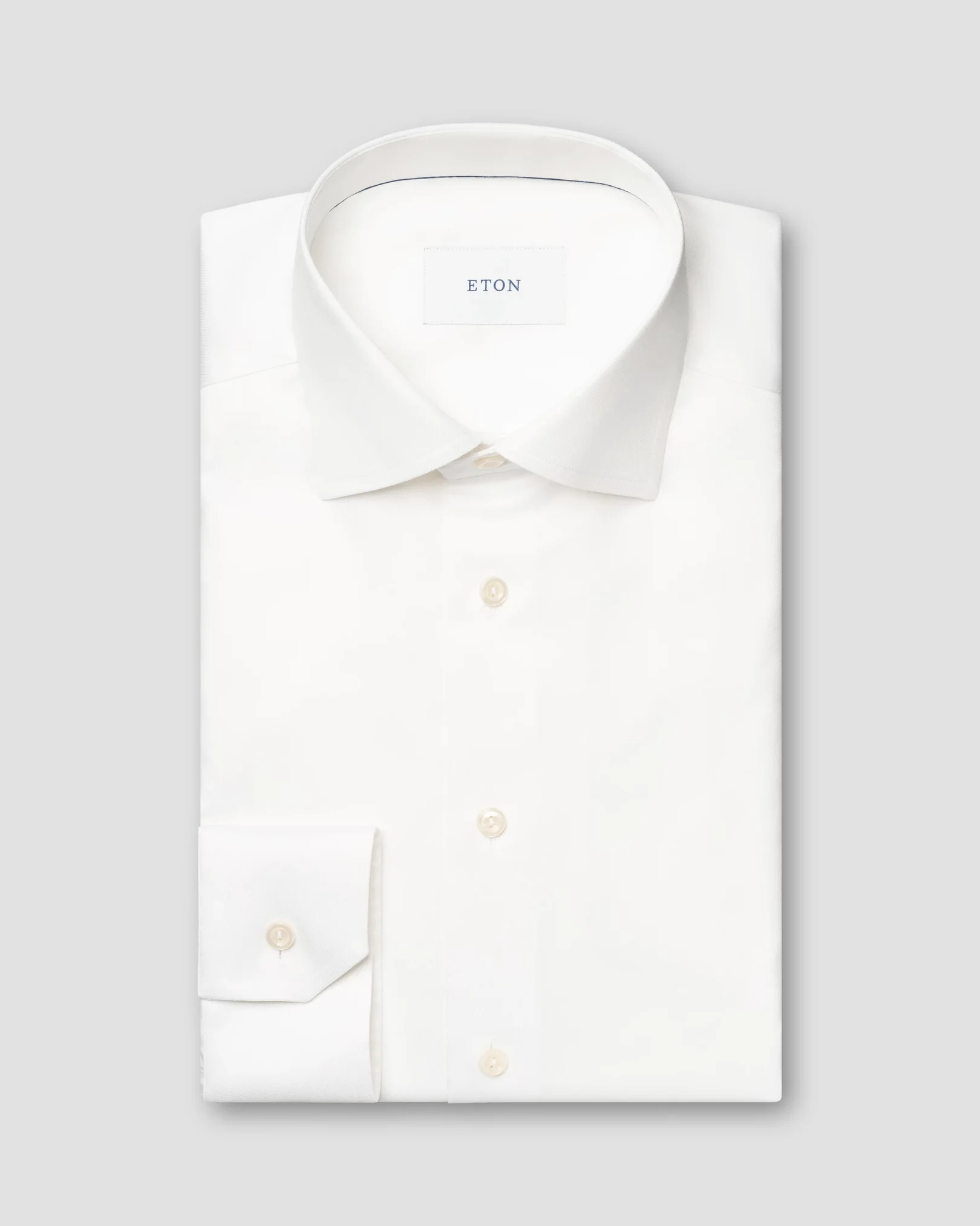 Eton - white solid cotton tencel tm lyocell shirt