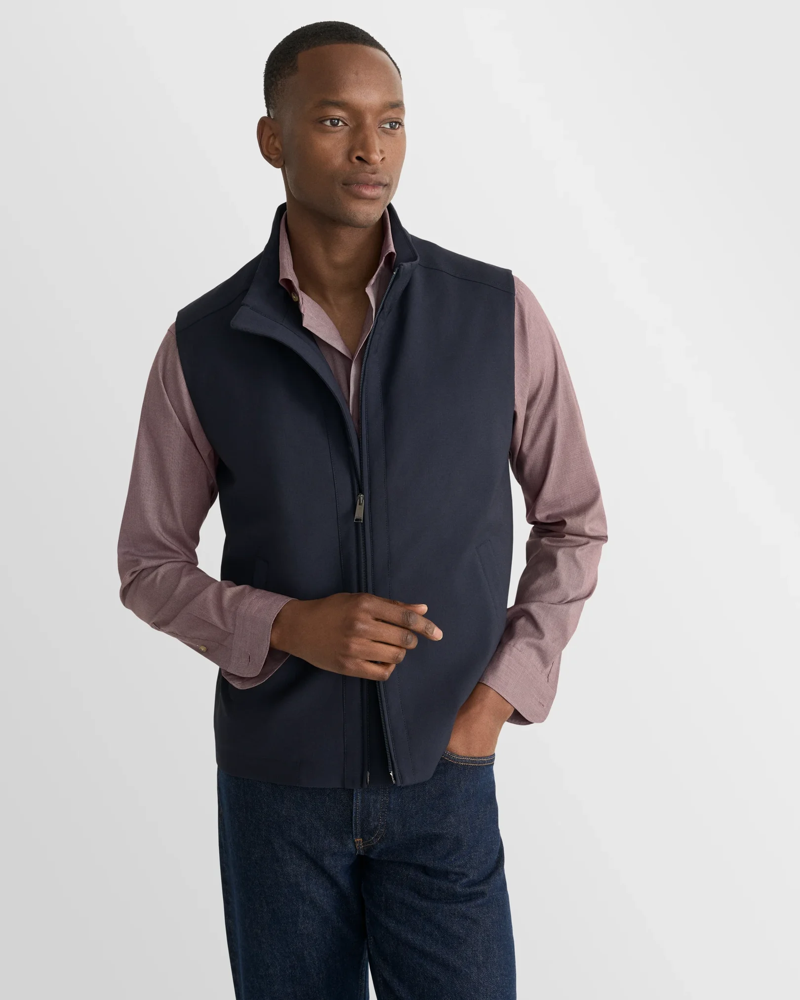 Eton - dark red solid lighweight poplin shirt