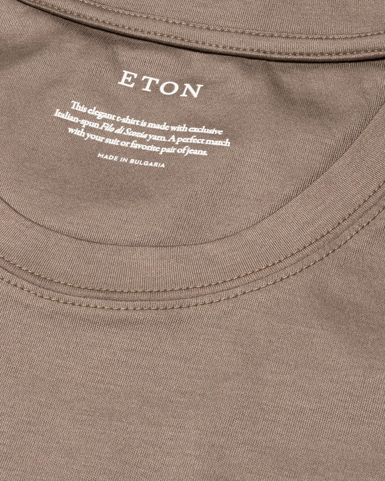 Eton - beige neckrib t shirt short sleeve plain t shirt