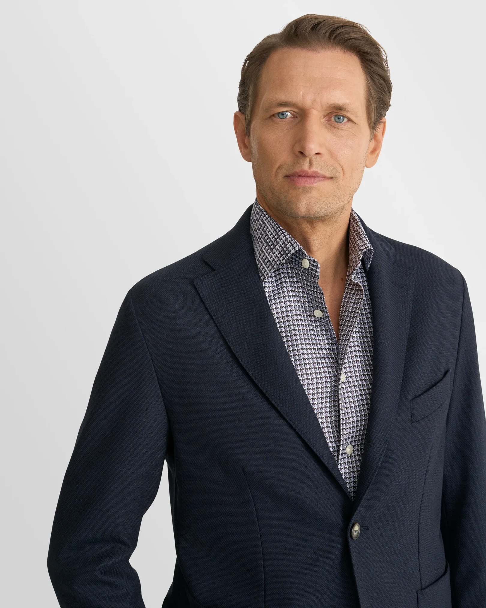 Eton - dark blue check king twill shirt