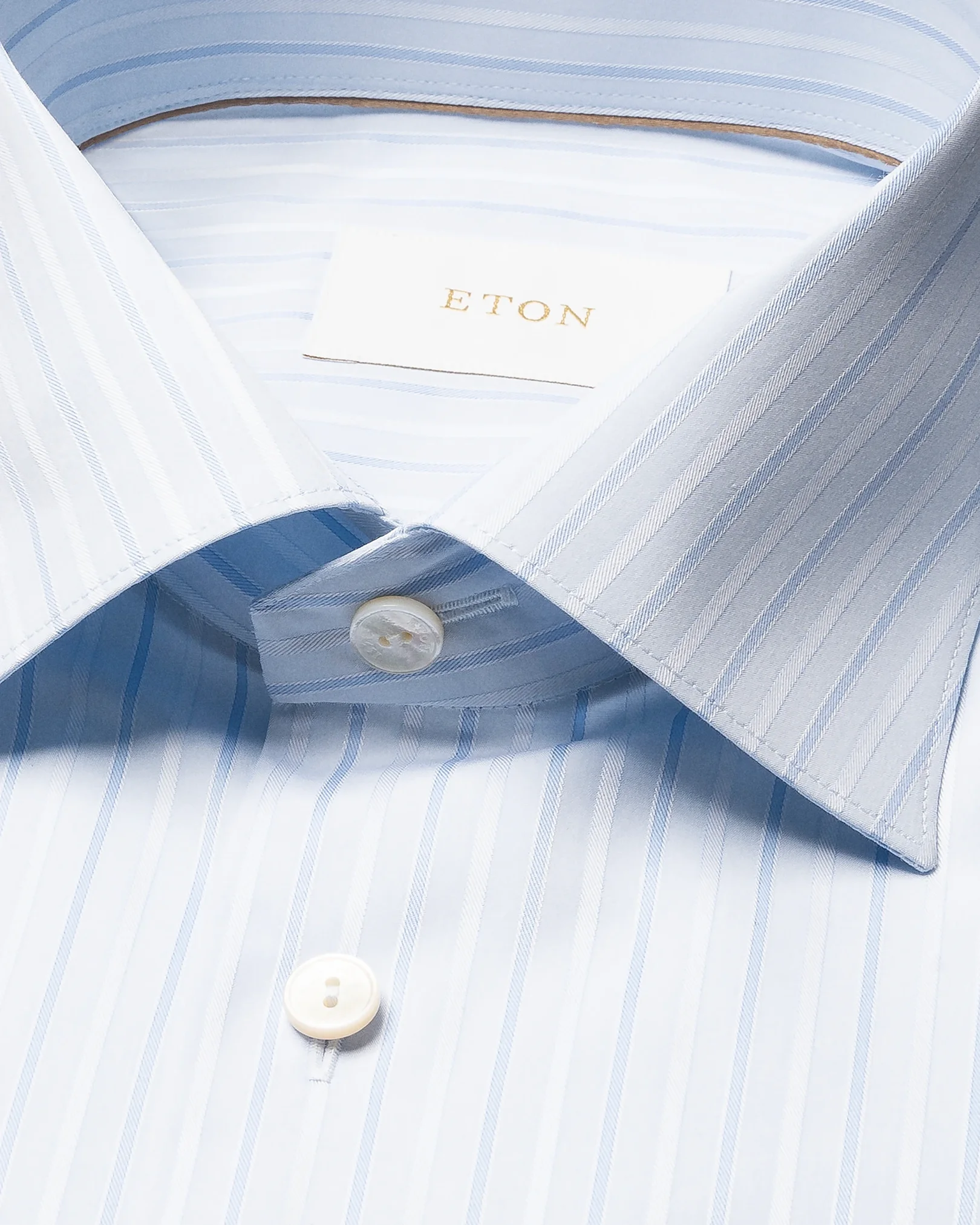 Eton - light blue striped supima 120 pique shirt