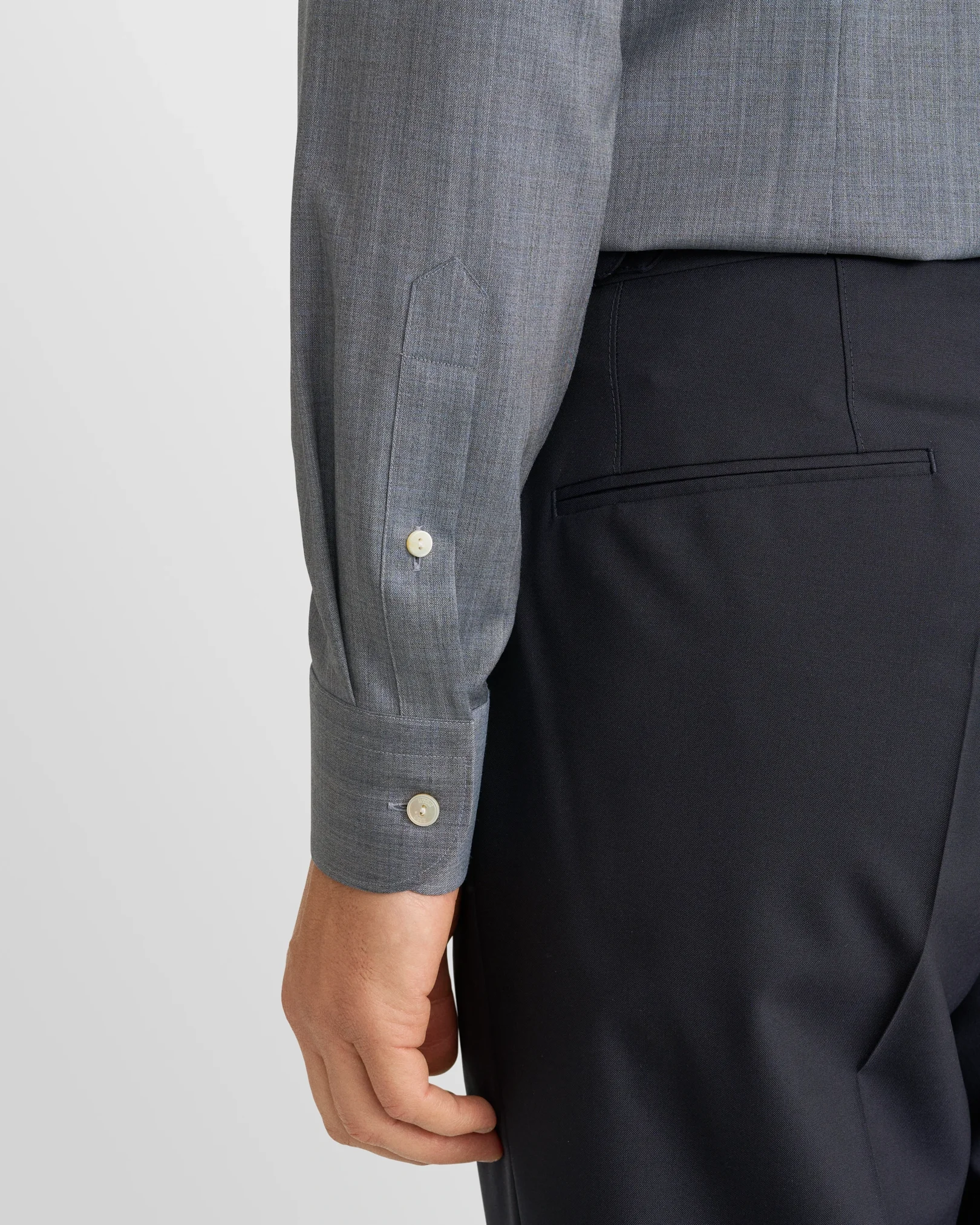 Eton - dark blue solid merino shirt