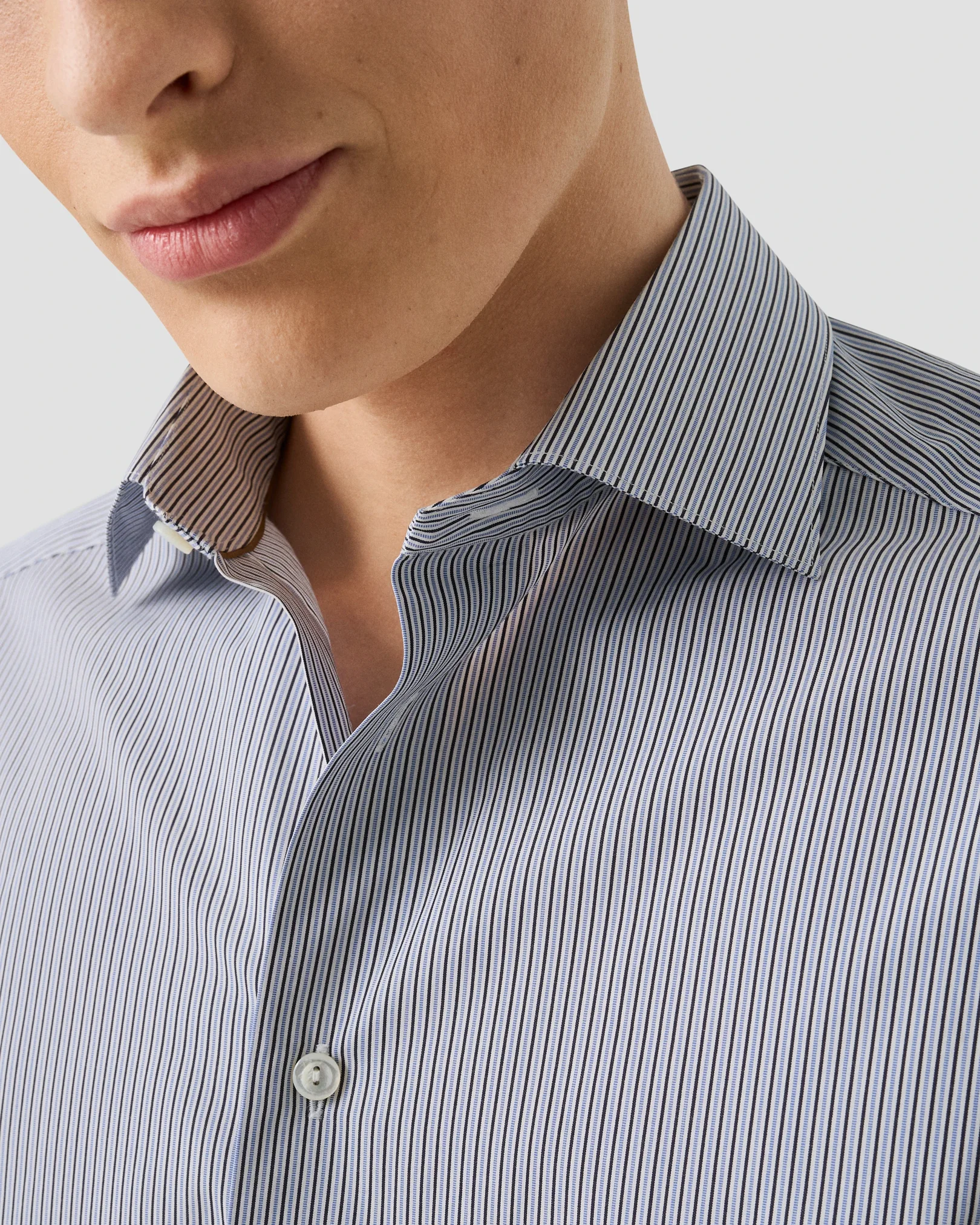 Eton - dark blue striped supima 120 shirt