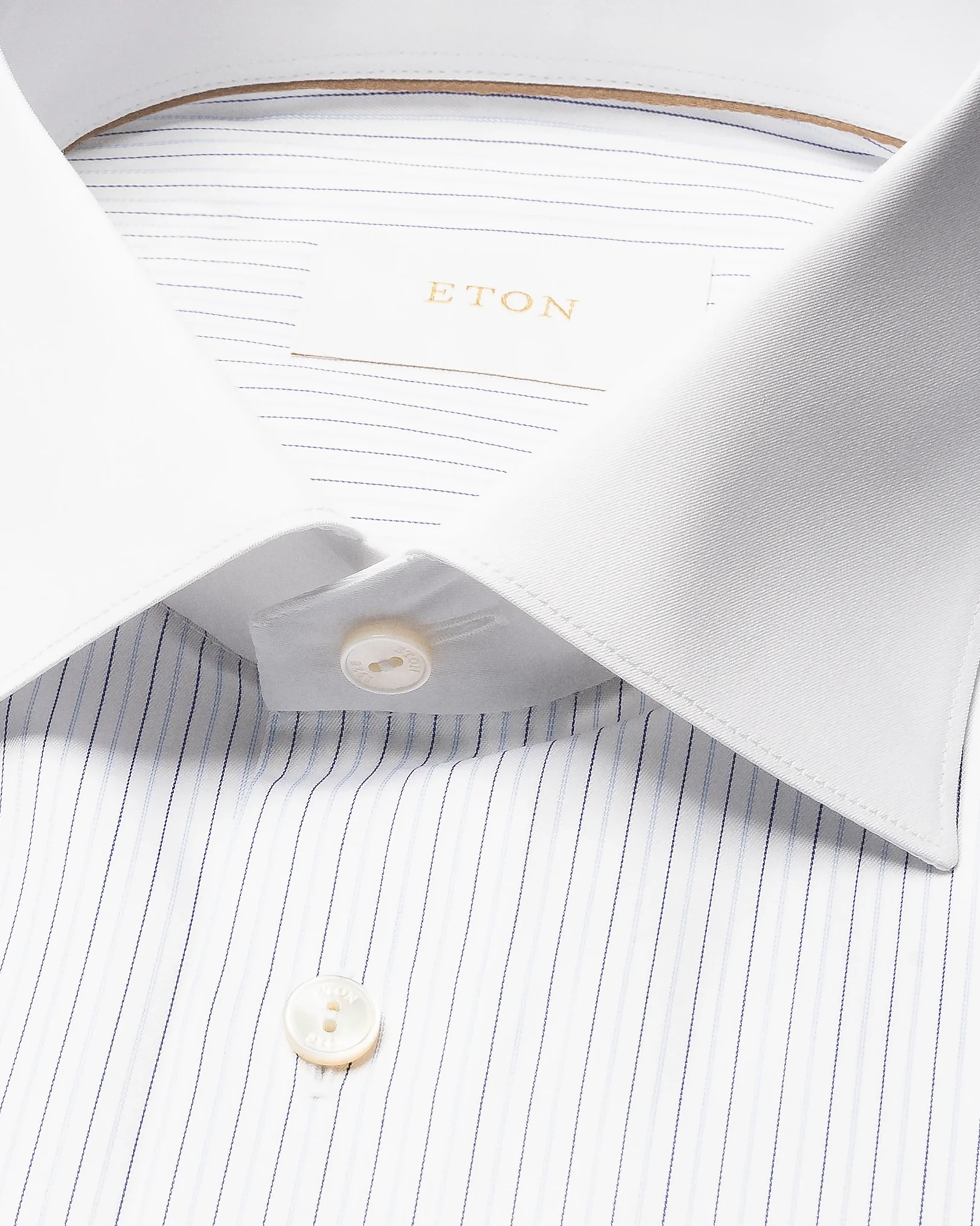Eton - mid blue striped supima 120 twill shirt