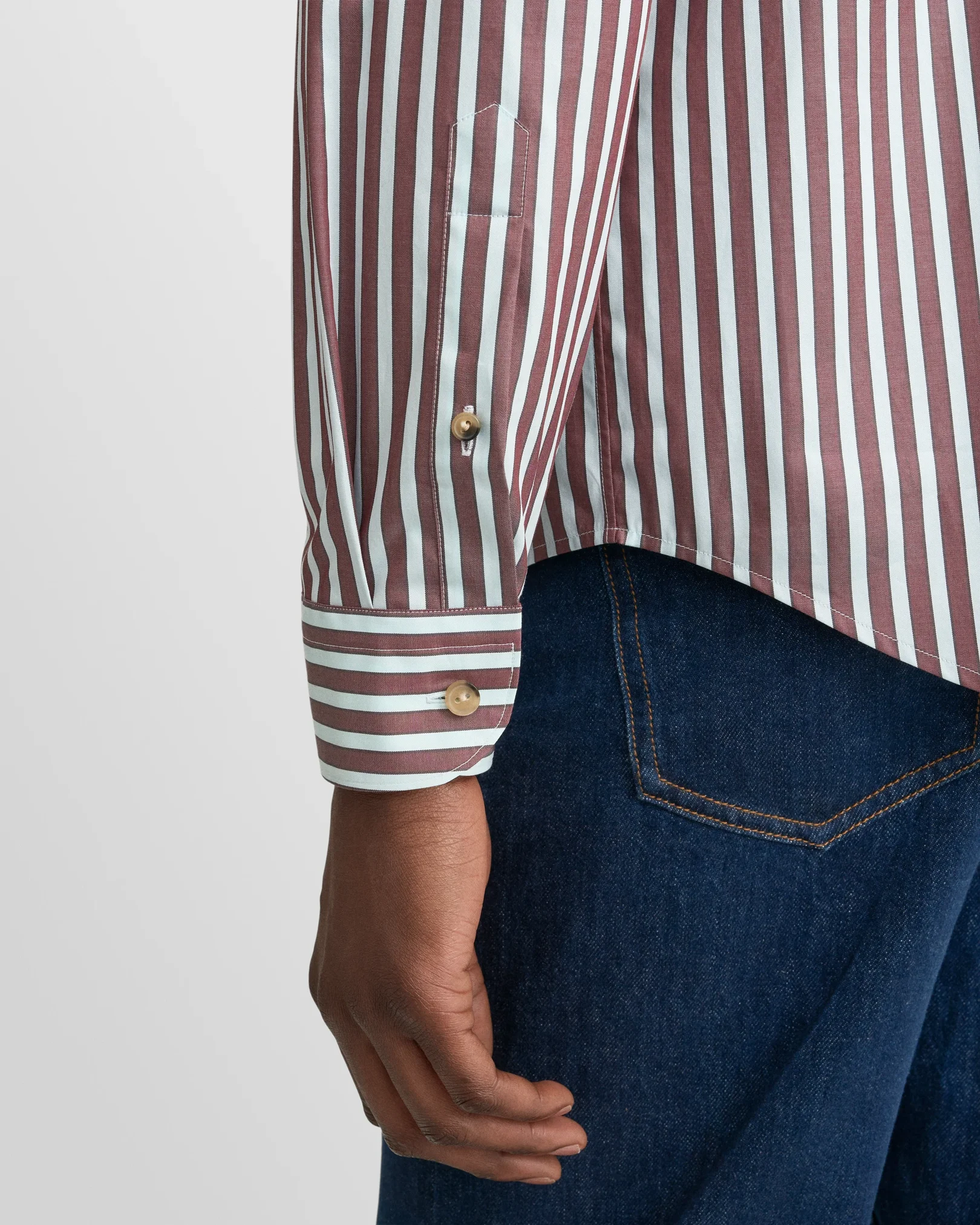 Eton - dark red bengal striped fine twill shirt