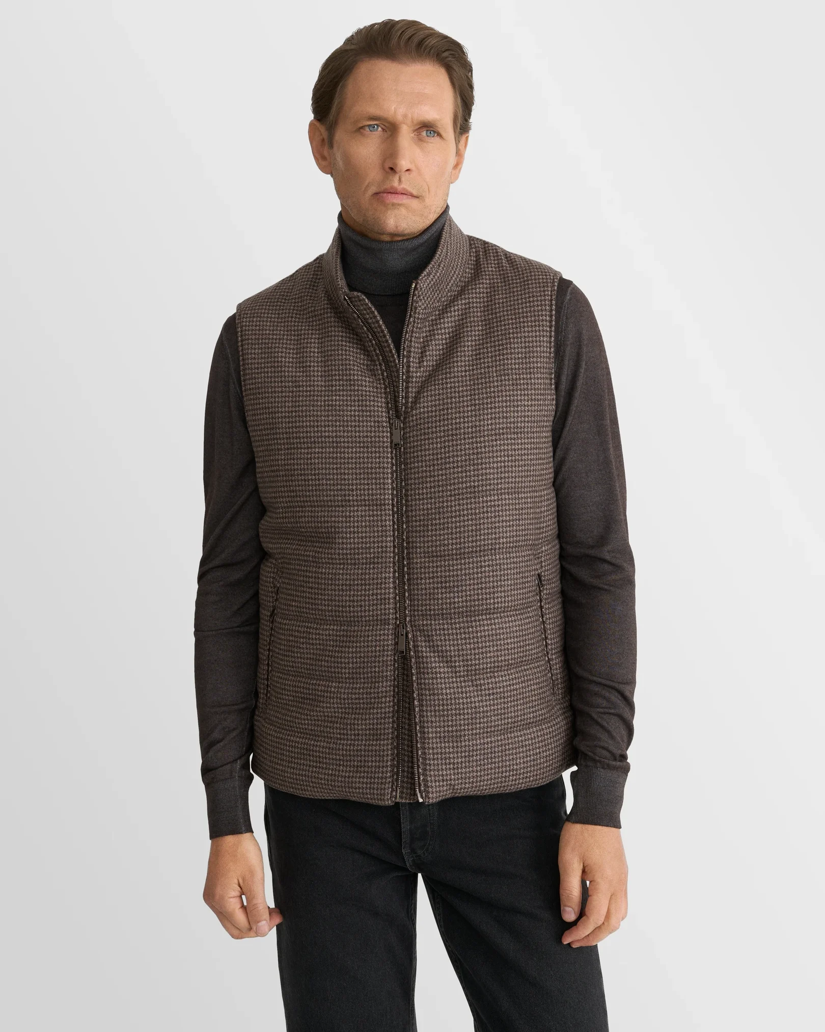 Eton - brown wool cashmere padded vest