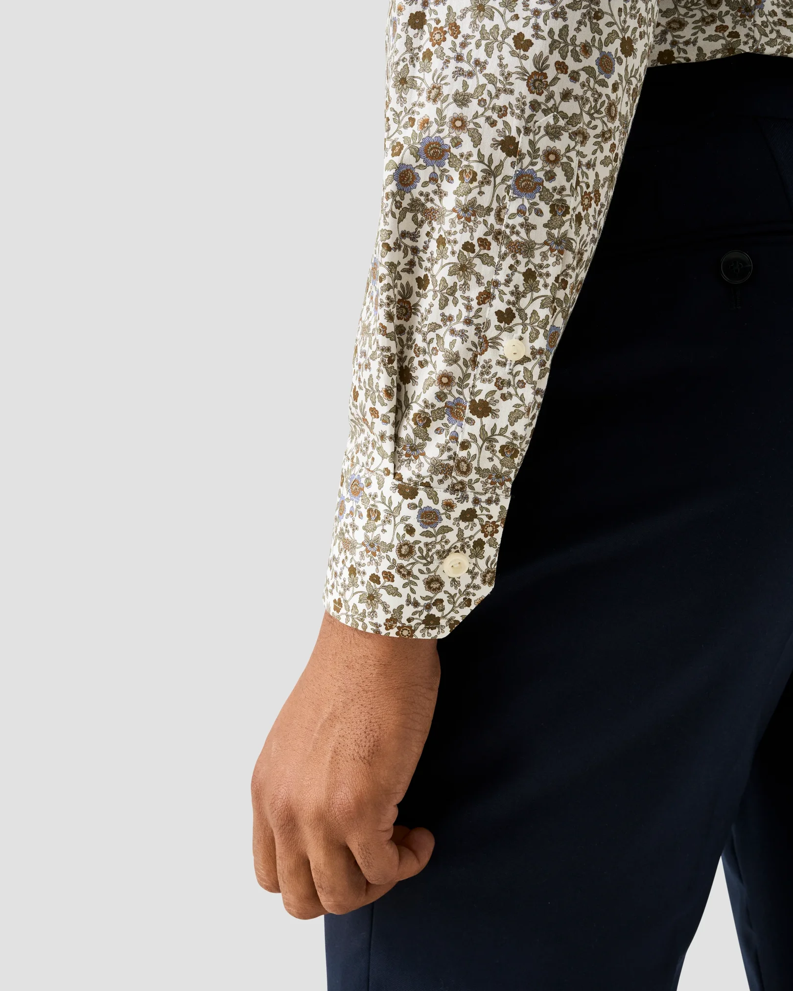 Eton - brown floral print signature twill shirt