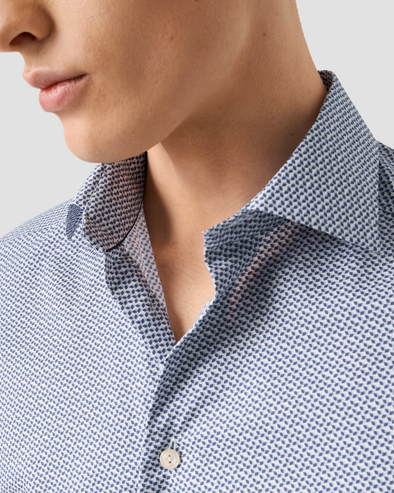 Eton - light blue micro geometric signature twill shirt