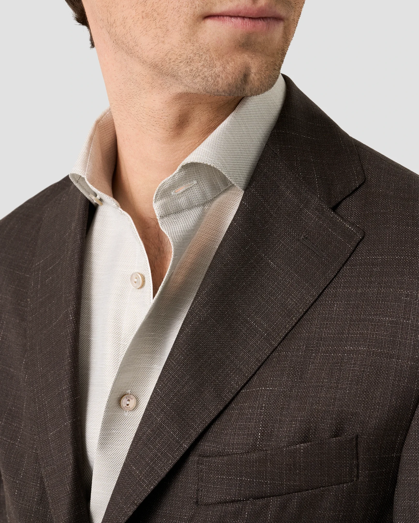 Eton - brown wool silk soft jacket