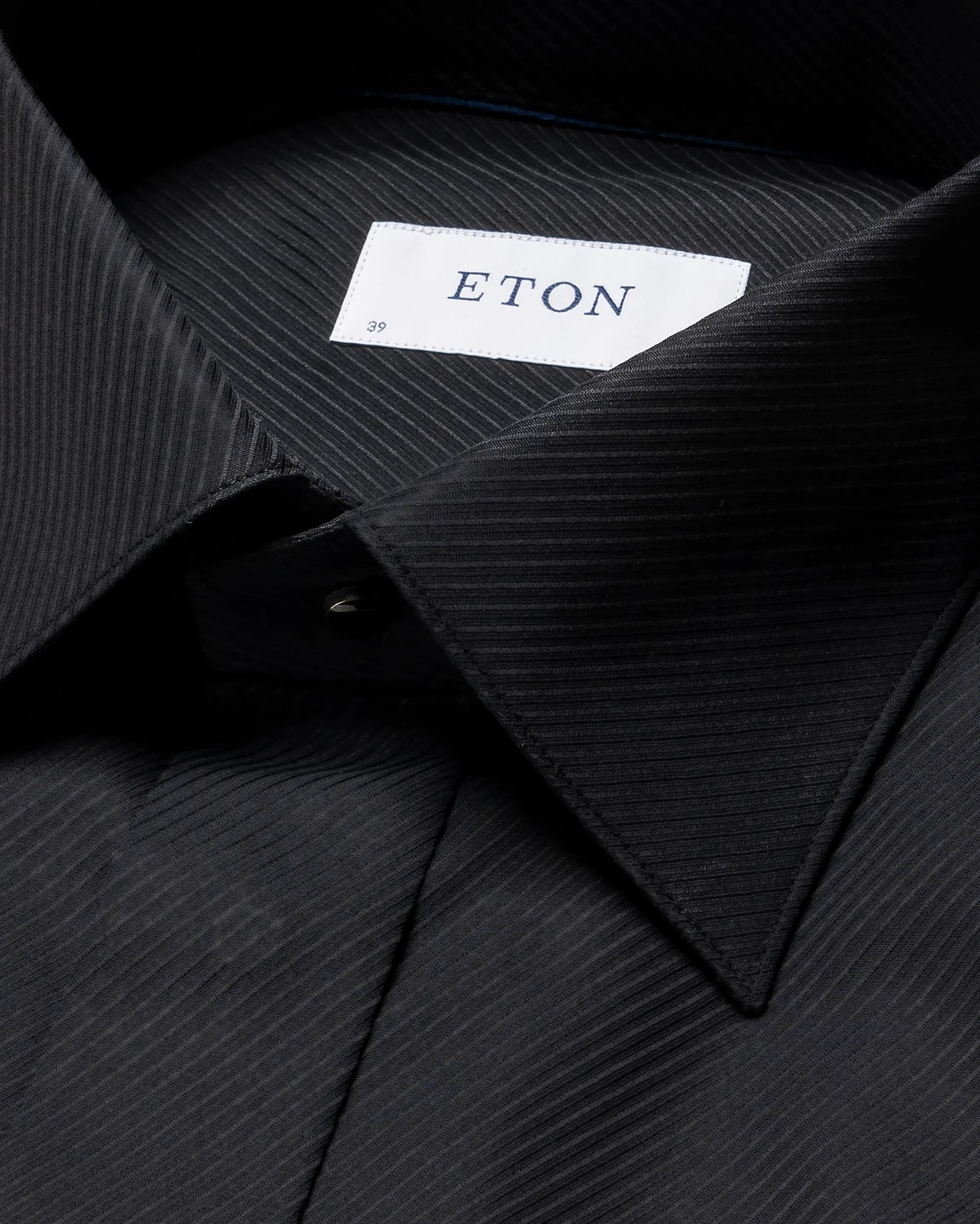 Eton - black dobby moderate cut away collar french cuff contemporary fit