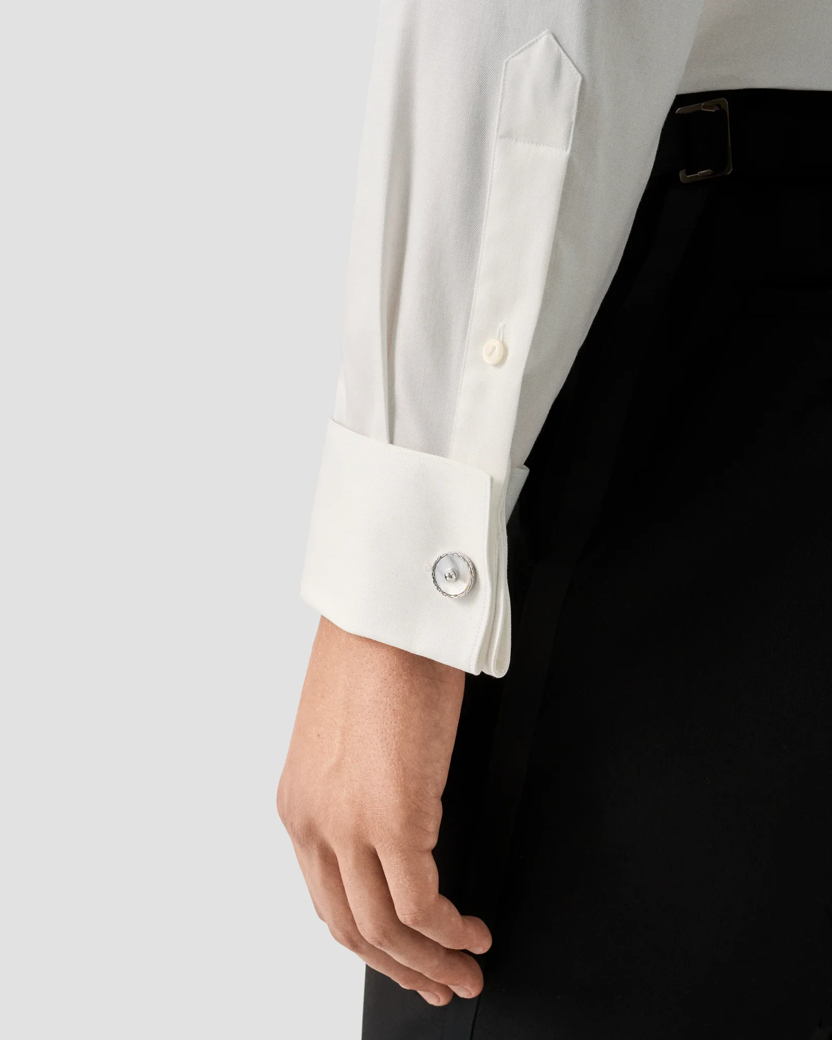 Eton - white lurex bib front shirt
