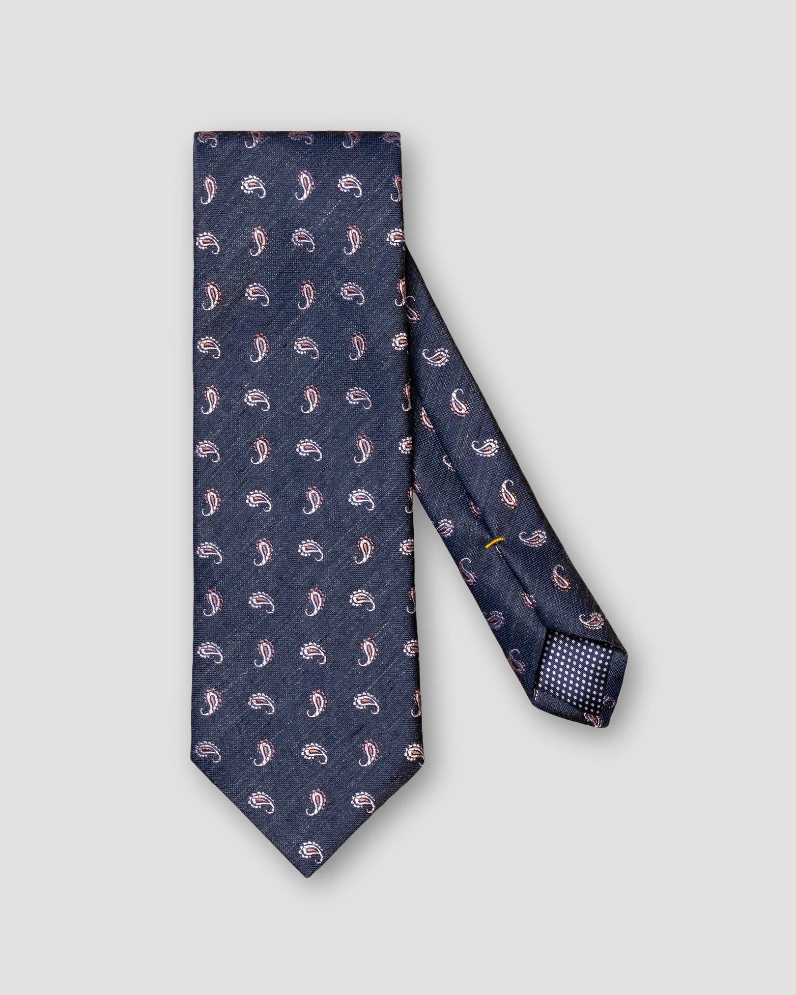 Eton - Navy Paisley Silk Linen Tie