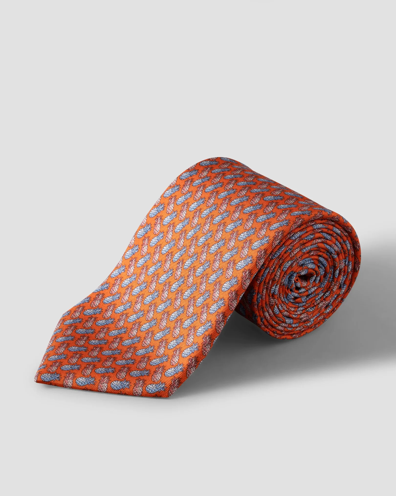 Eton - orange pineapple print silk tie