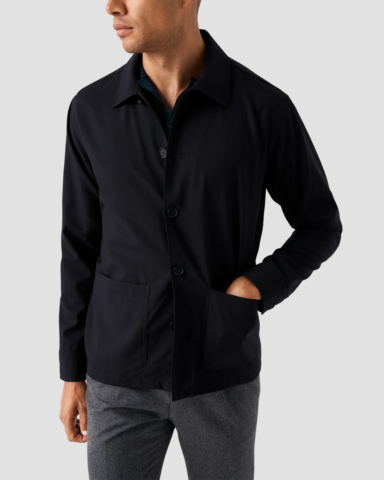 Eton - navy blue wool overshirt