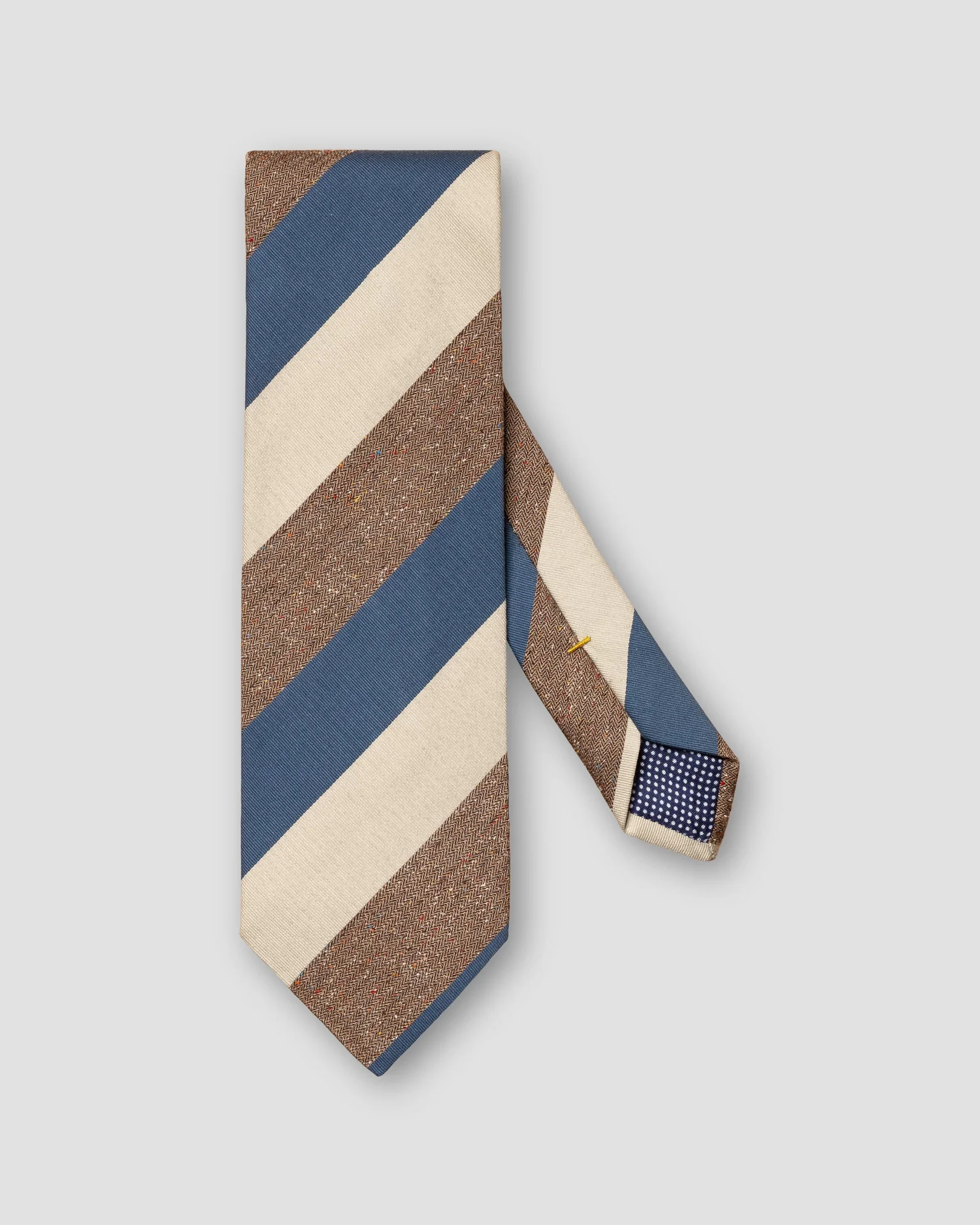 Eton - brown regimental stripe cotton silk tie