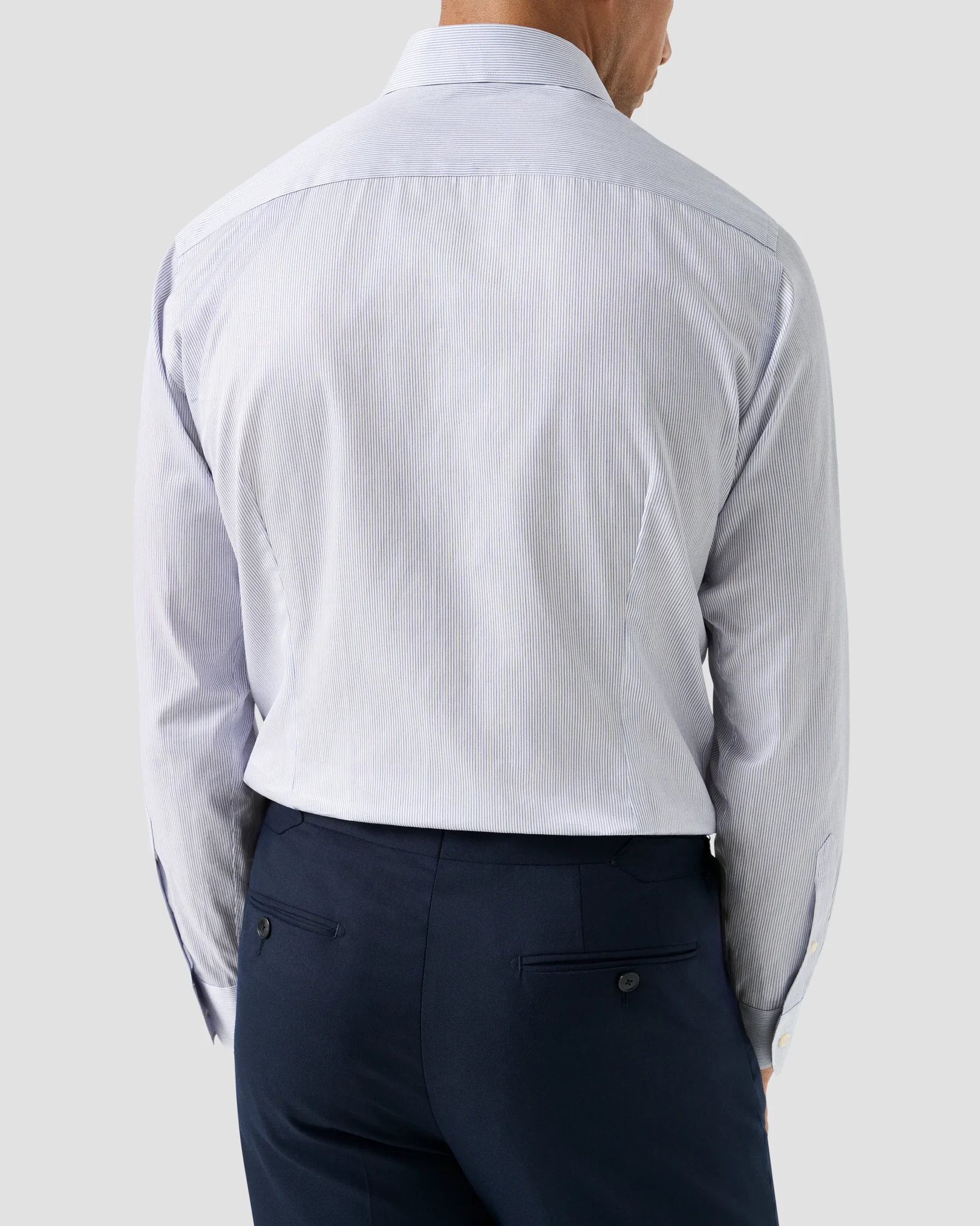 Eton - dark blue fine striped signature twill shirt 256