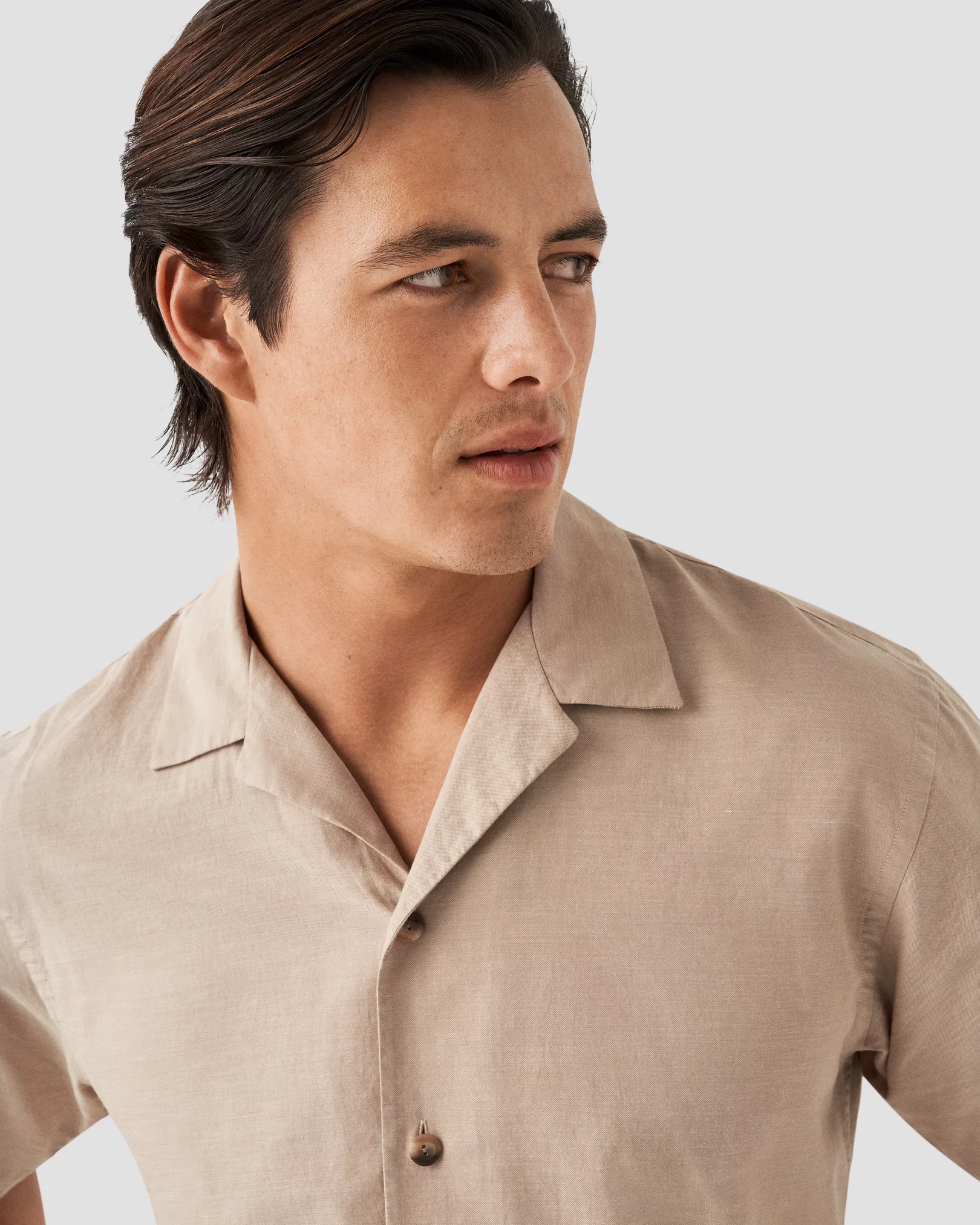 Eton - beige fine twill resort shirt