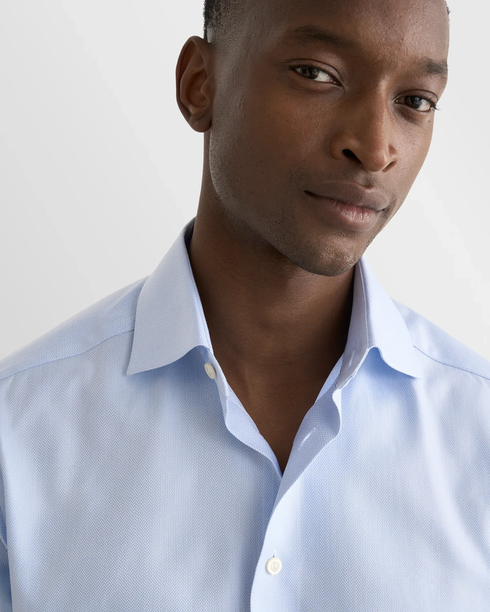 Eton - light blue herringbone signature twill shirt