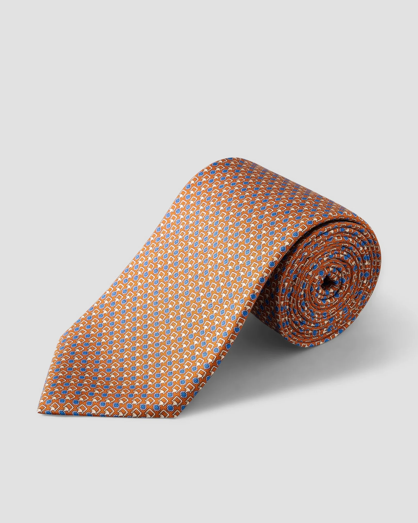 Eton - geometric print silk tie orange geometric print silk tie