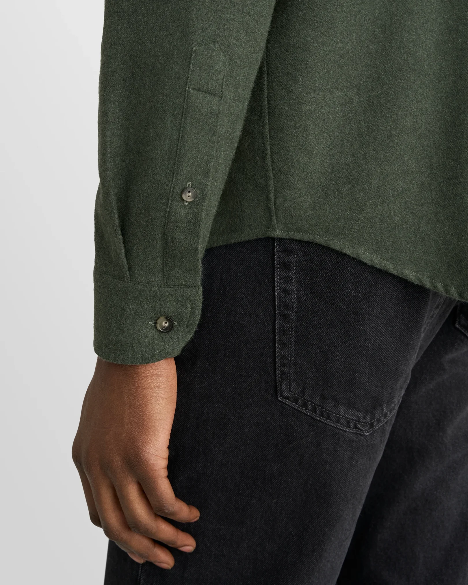 Eton - dark green solid flannel shirt