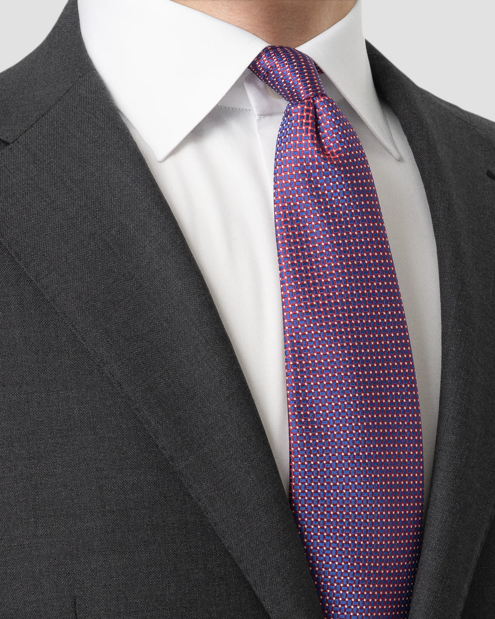 Eton - red micro geometric woven silk tie