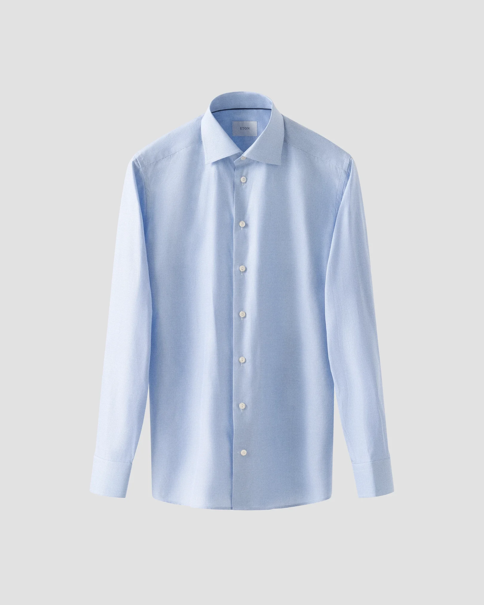 Eton - light blue fine check signature twill shirt