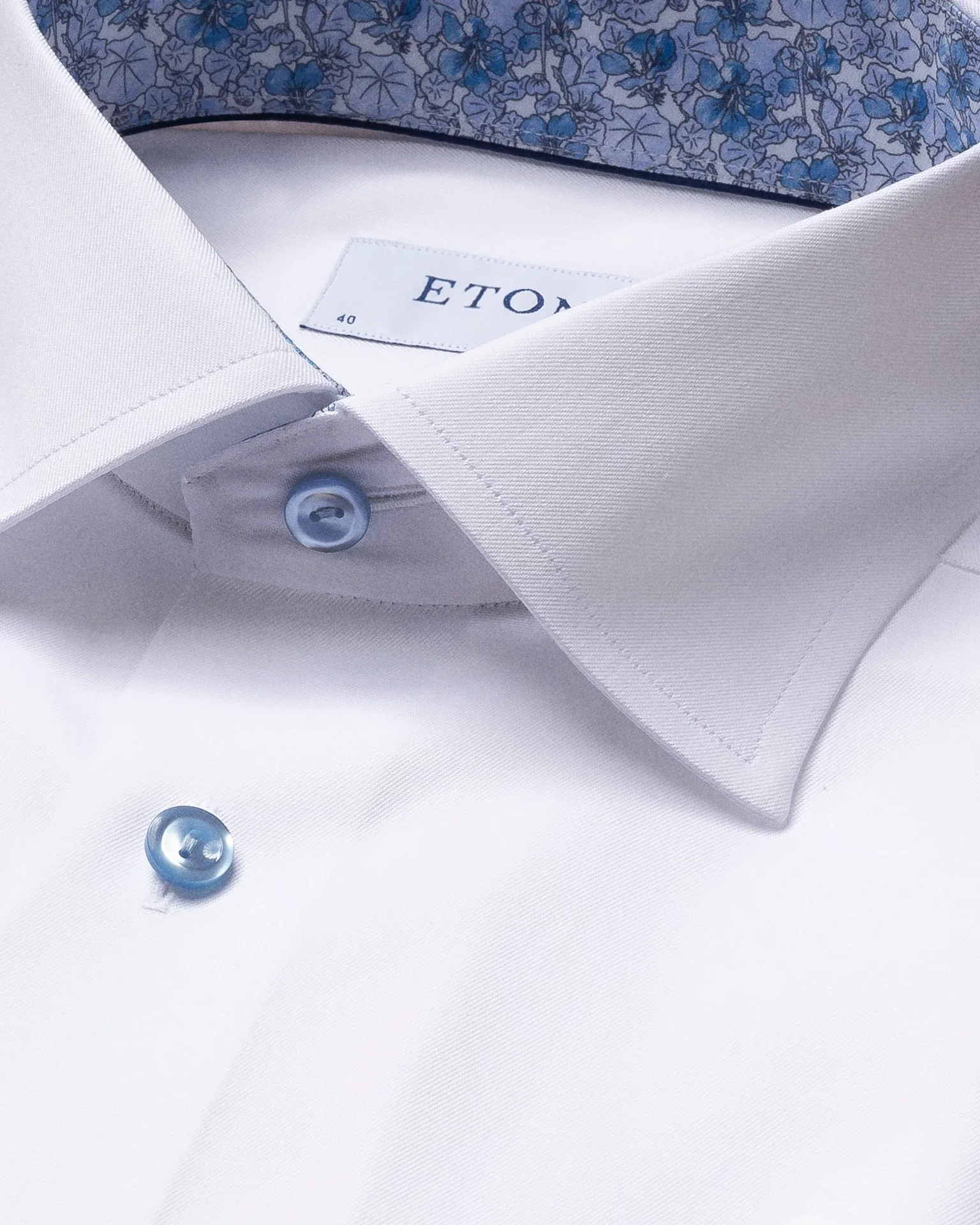 Eton - white twill shirt blue details