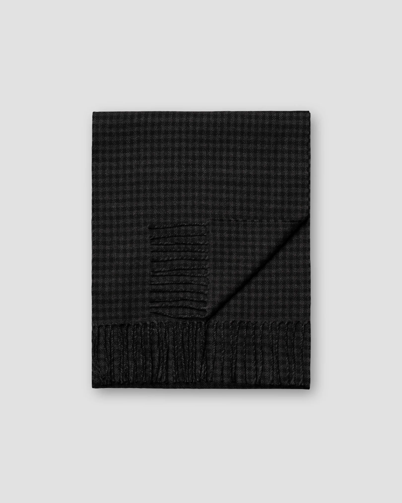 Eton - black check merino wool scarf