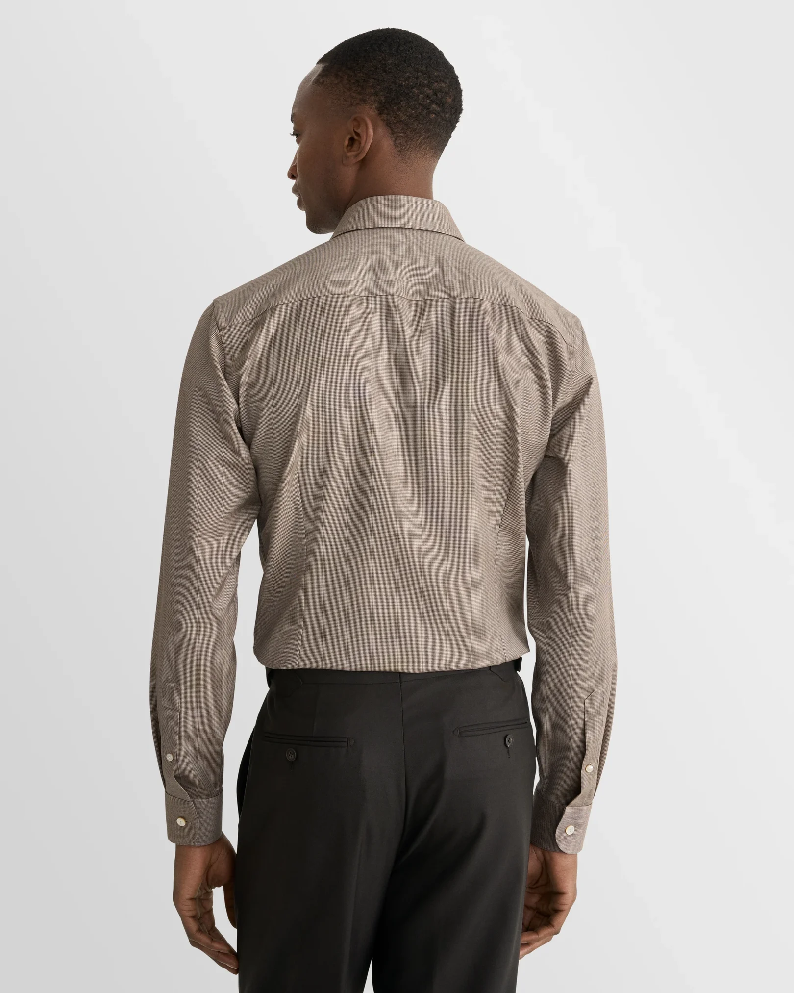 Eton - brown houndstooth merino shirt